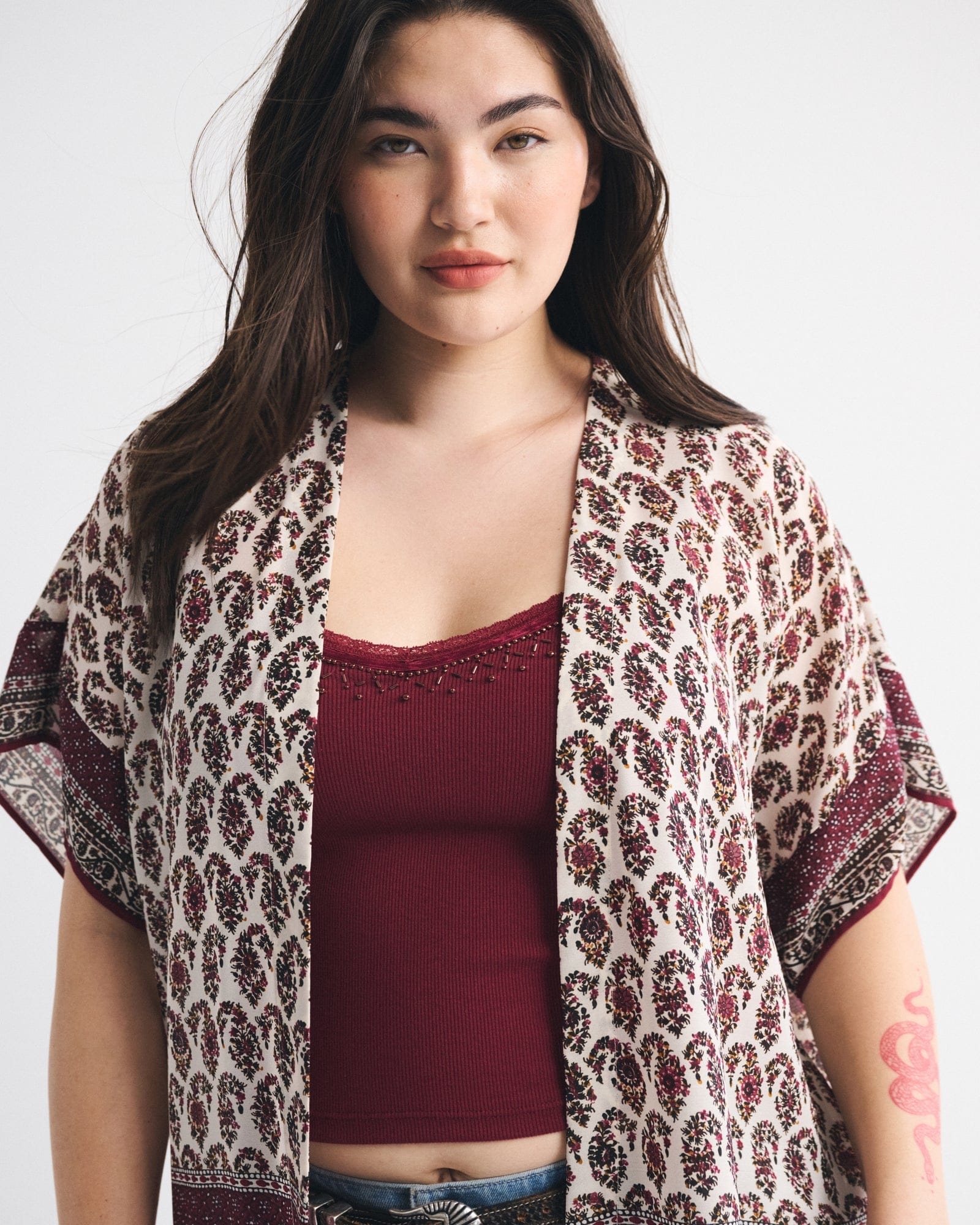 Abercrombie Embroidered Fringe Shawl