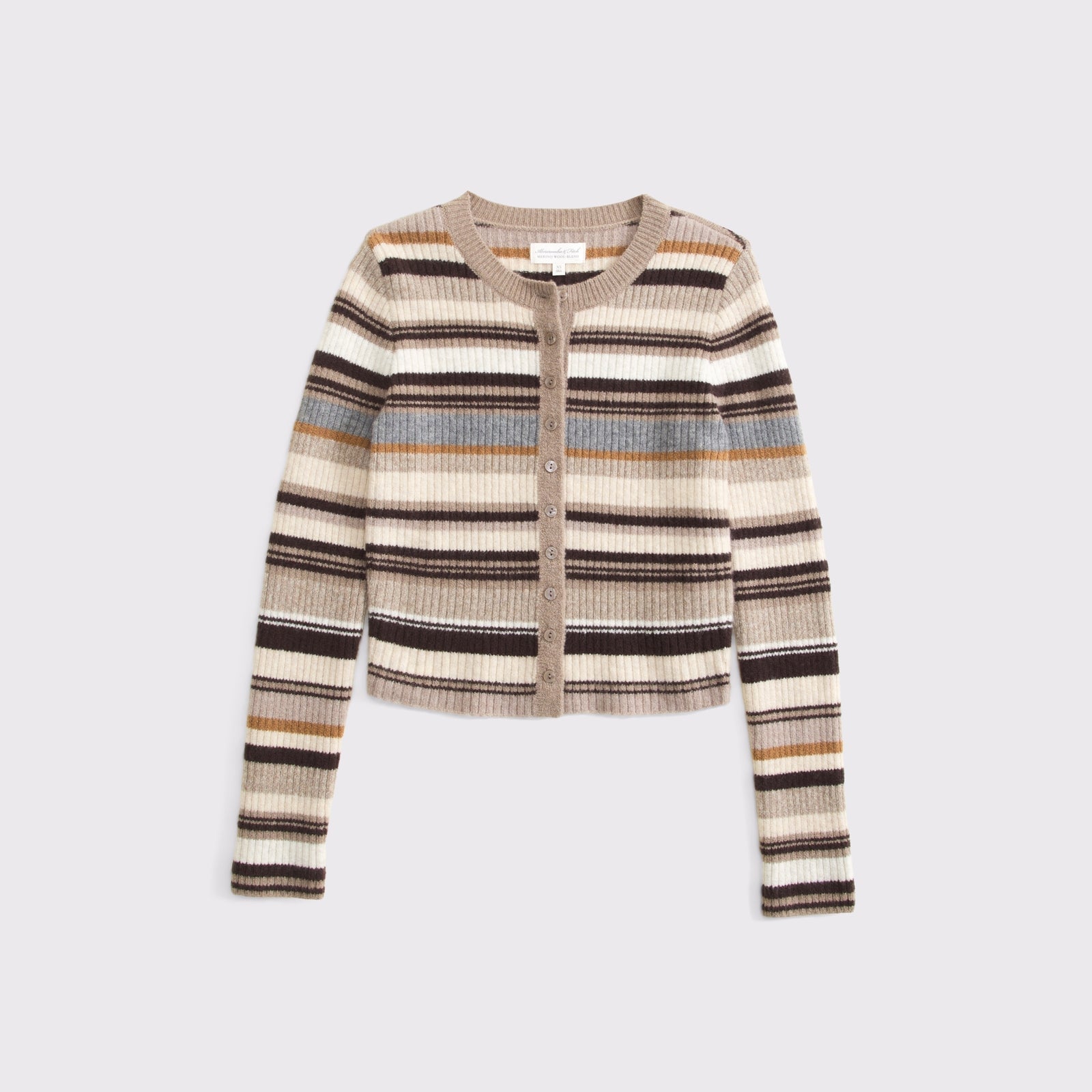 Abercrombie Merino Wool-Blend Shrunken Crew Cardigan