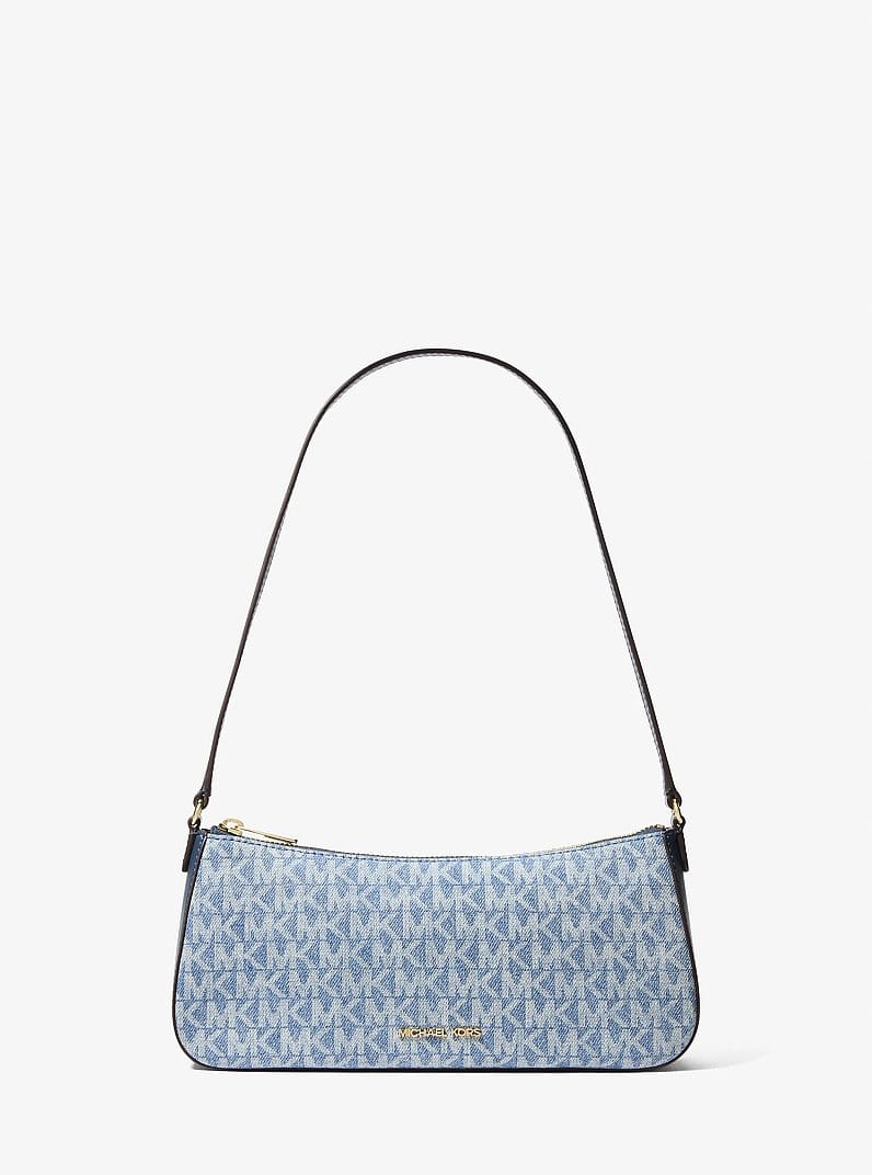 Sammy Small Signature Logo Print Denim Pochette
