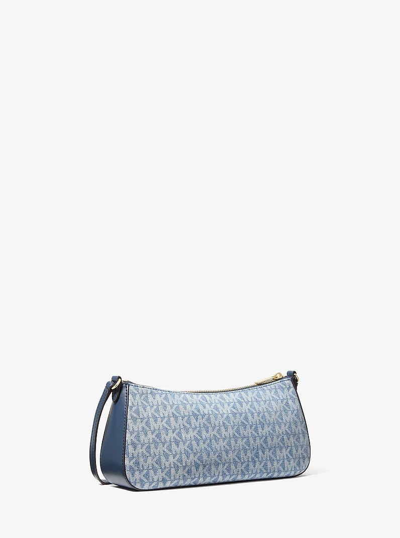 Sammy Small Signature Logo Print Denim Pochette