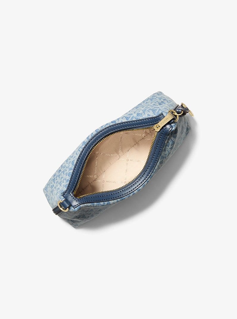 Sammy Small Signature Logo Print Denim Convertible Crossbody Bag