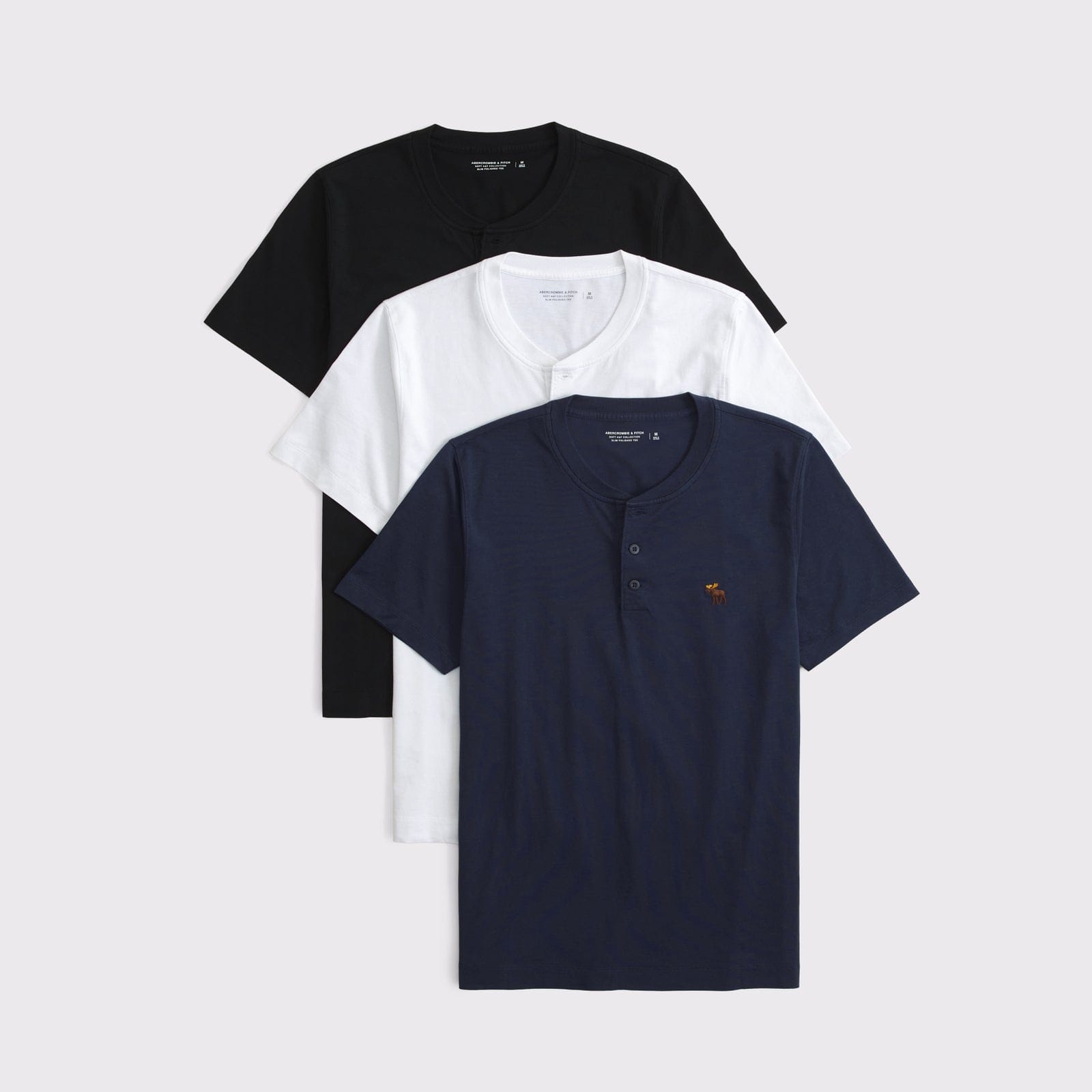 Abercrombie 3-Pack Slim Polished Signature Icon Henleys
