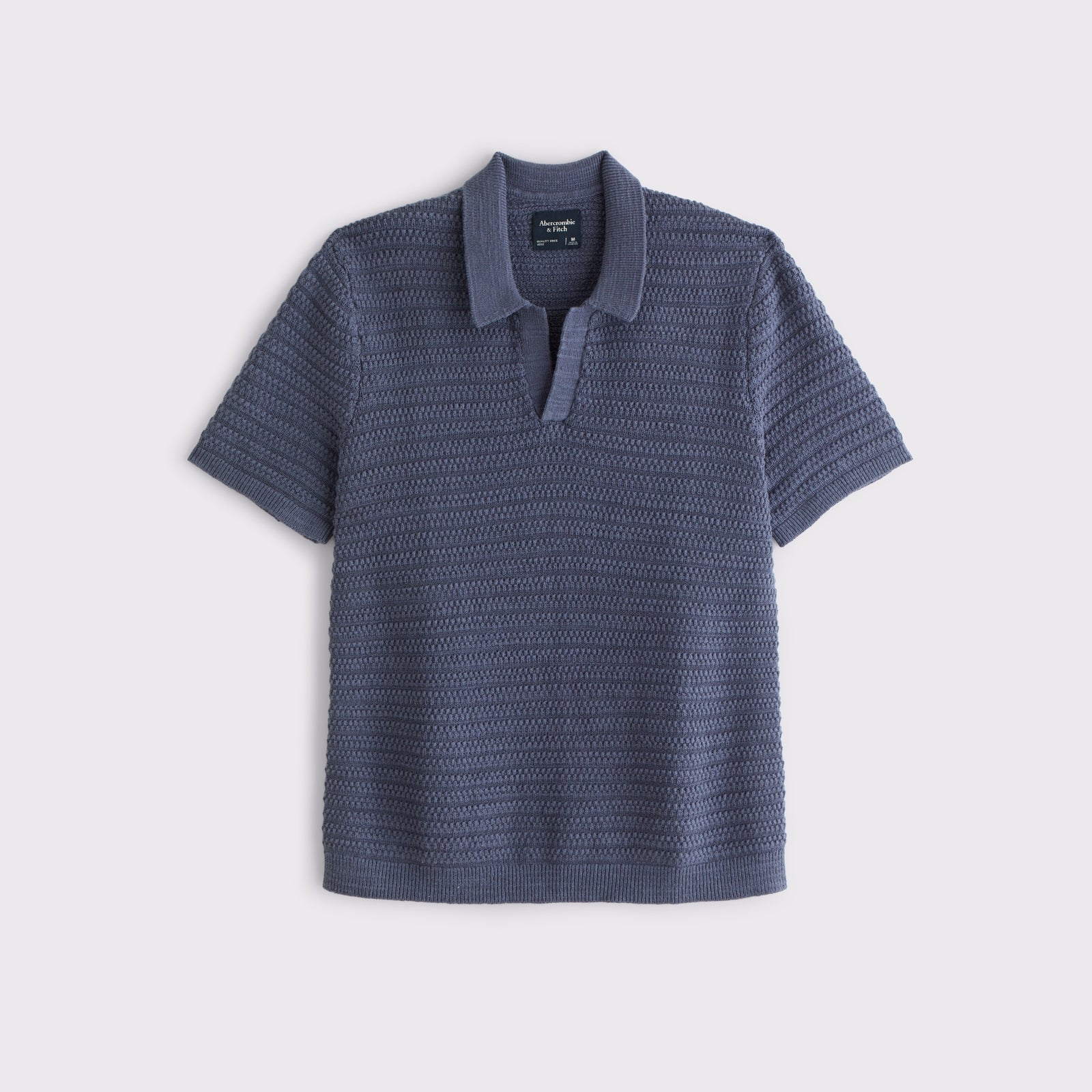Abercrombie Textural Striped Johnny Collar Sweater Polo