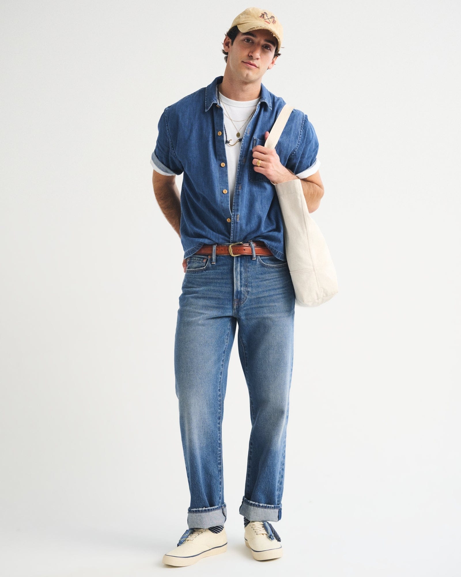 Abercrombie Short-Sleeve Denim Button-Up Shirt