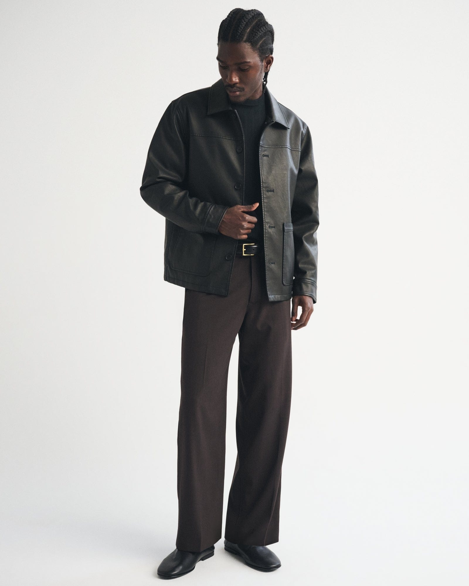 Abercrombie Vegan Leather Trucker Jacket