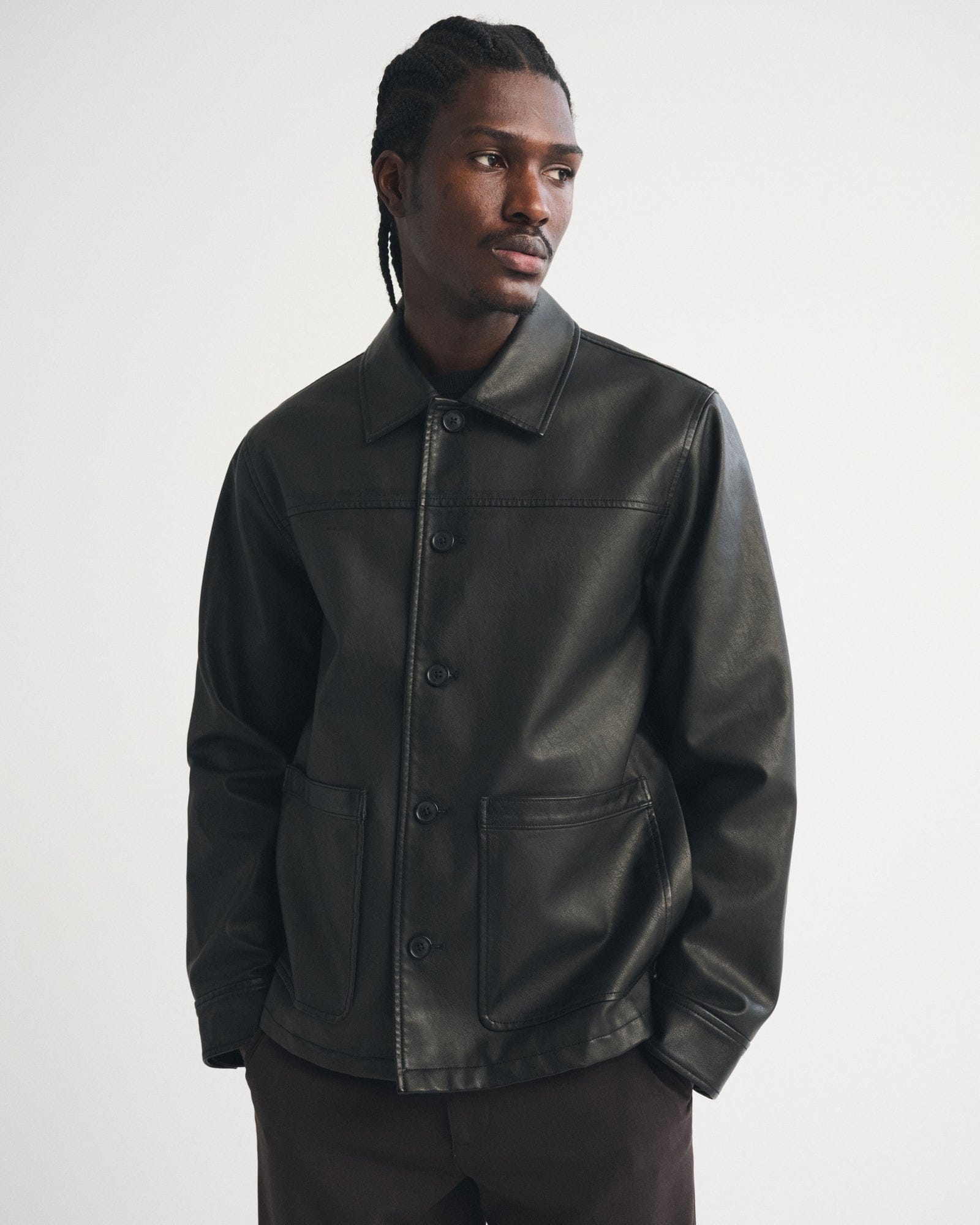 Abercrombie Vegan Leather Trucker Jacket