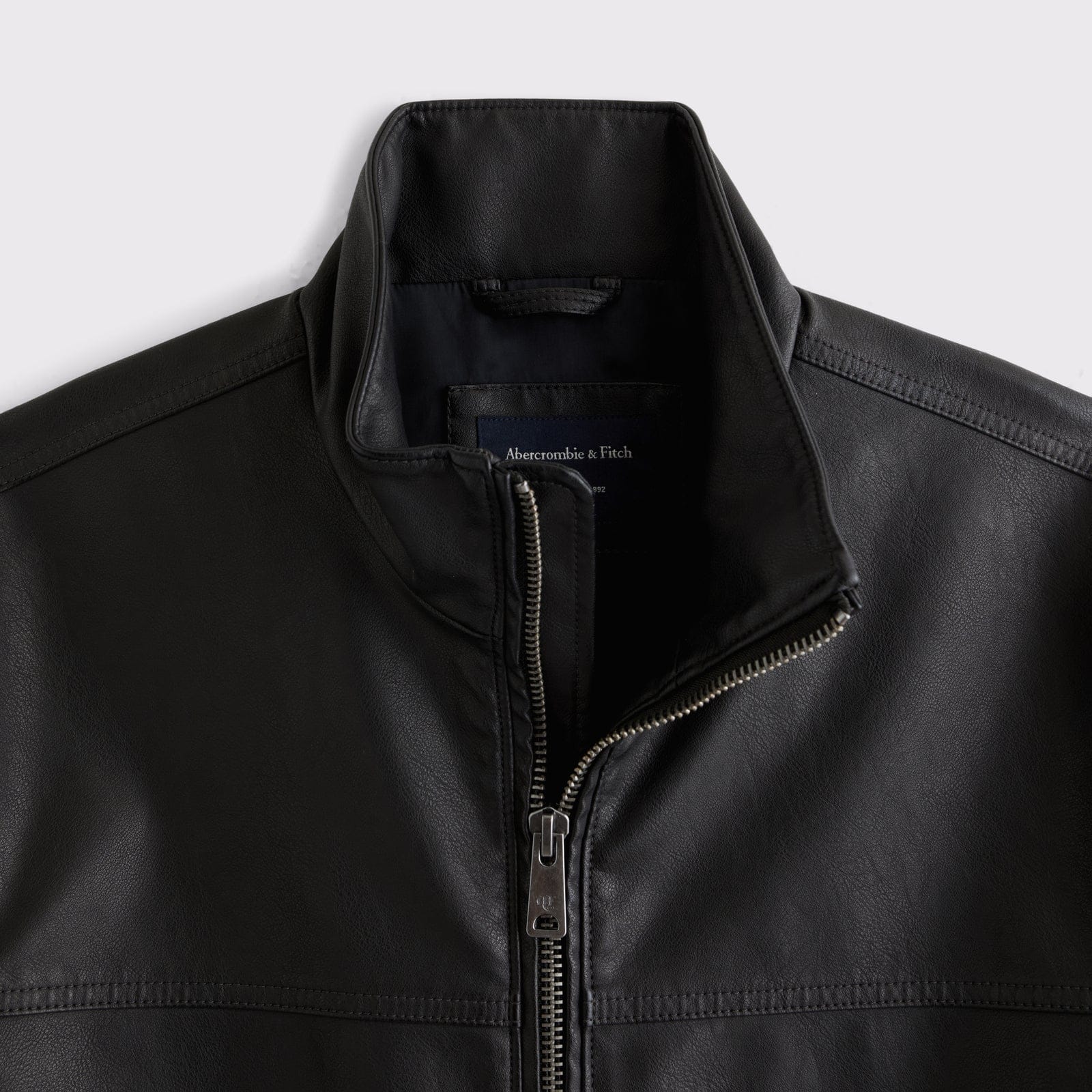 Abercrombie Leather Mock Neck Zip Jacket