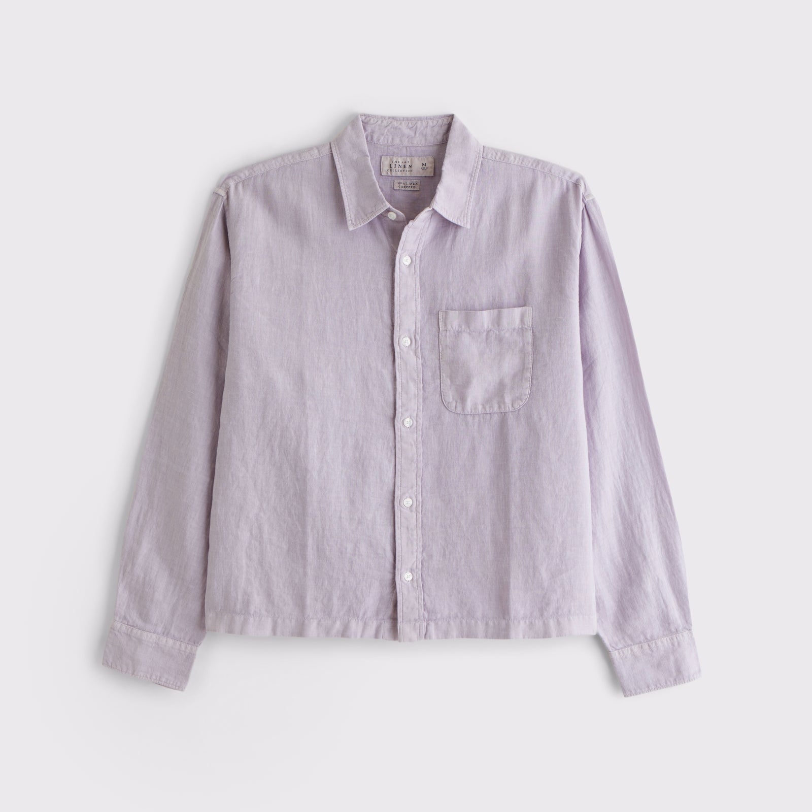 Abercrombie Cropped 100% Linen Button-Up Shirt