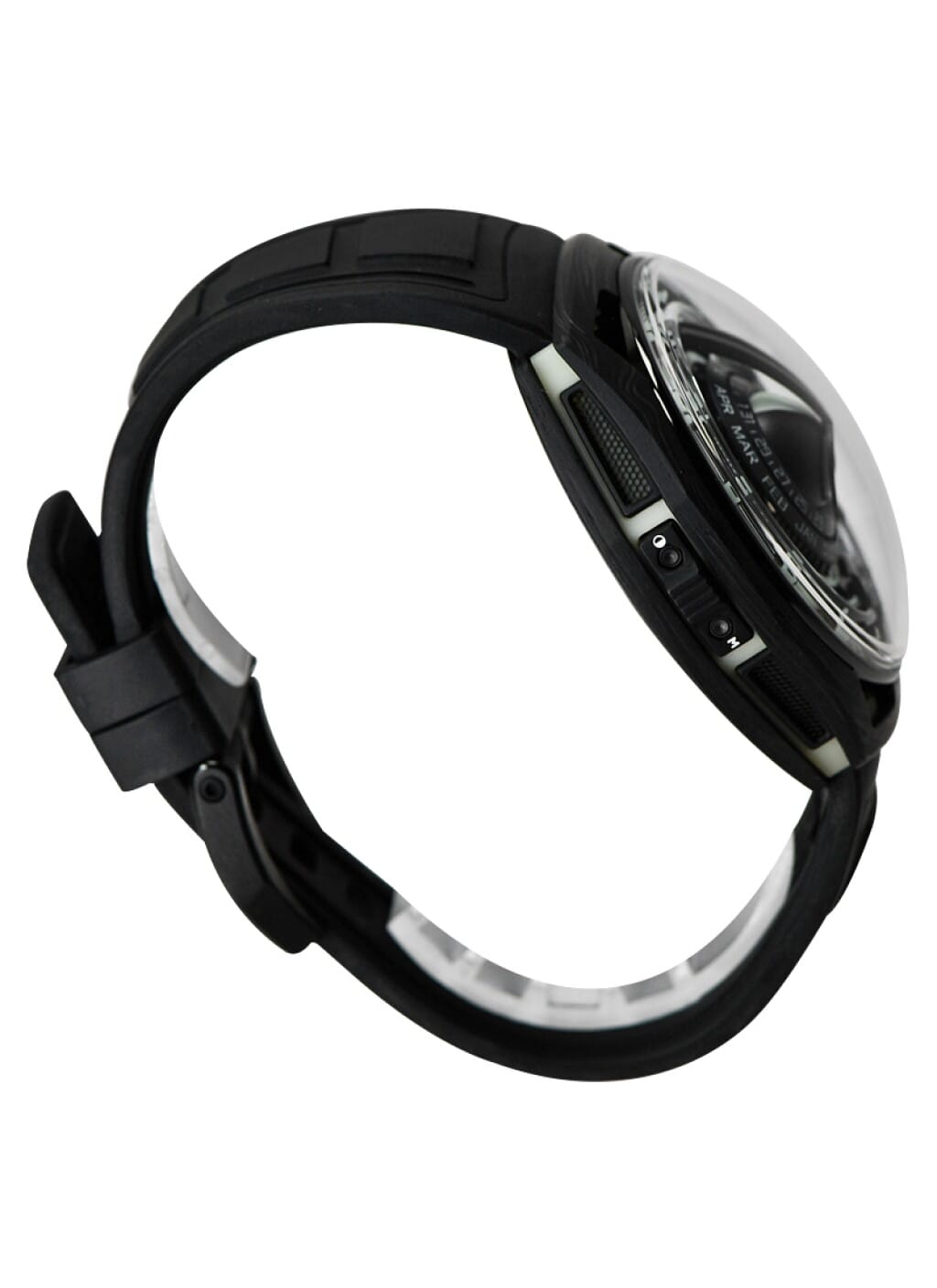 Moon Runner (Reference H02800-A). A 48mm black hydro carbon & tec light© manual wind wristwatch with date, month, and moon phase.