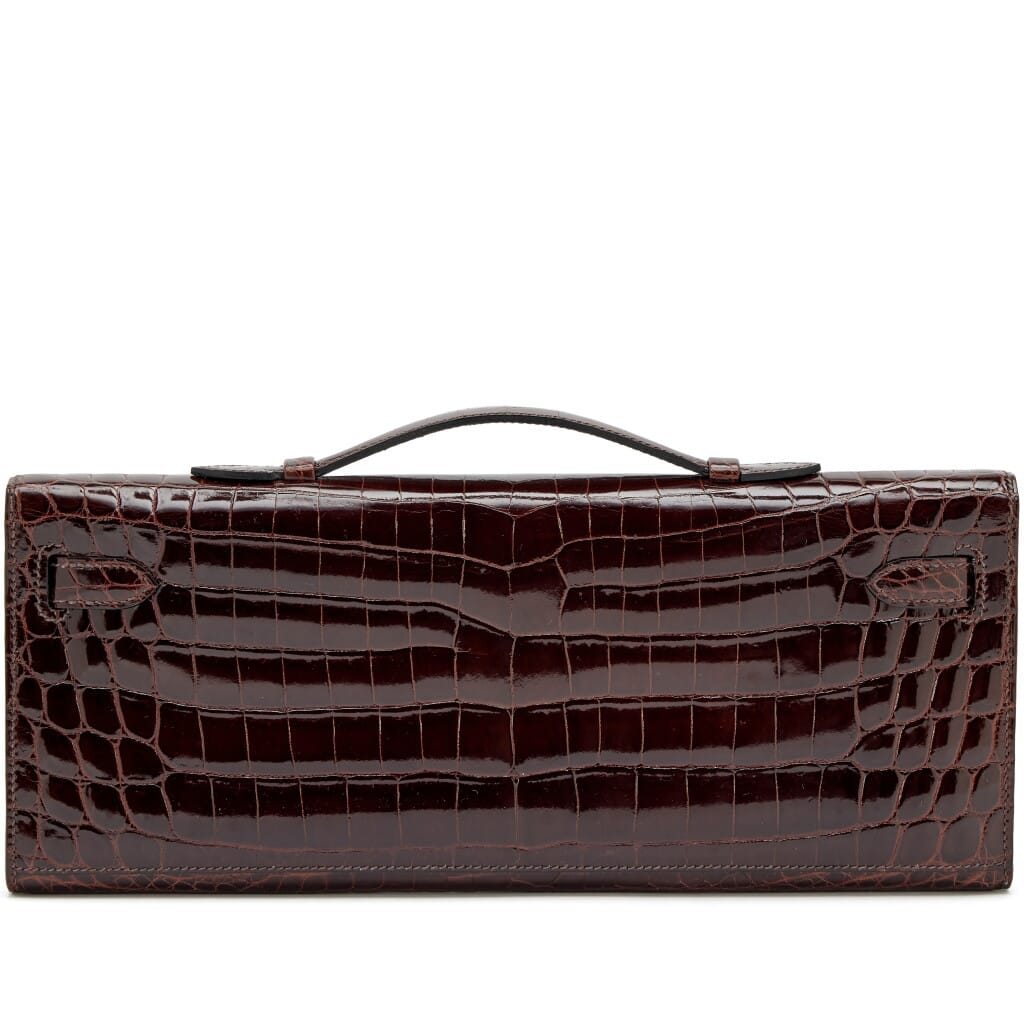 Havane Shiny Niloticus Crocodile Kelly Cut Pochette Palladium Hardware, 2011