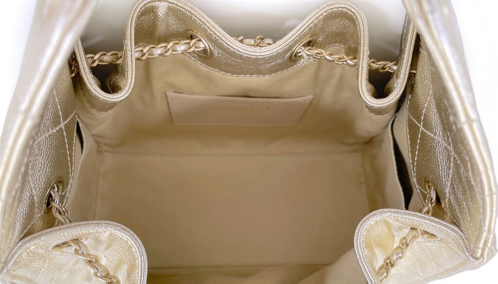 Metallic Gold Quilted Caviar Small 25 Gold Hardware, 2025