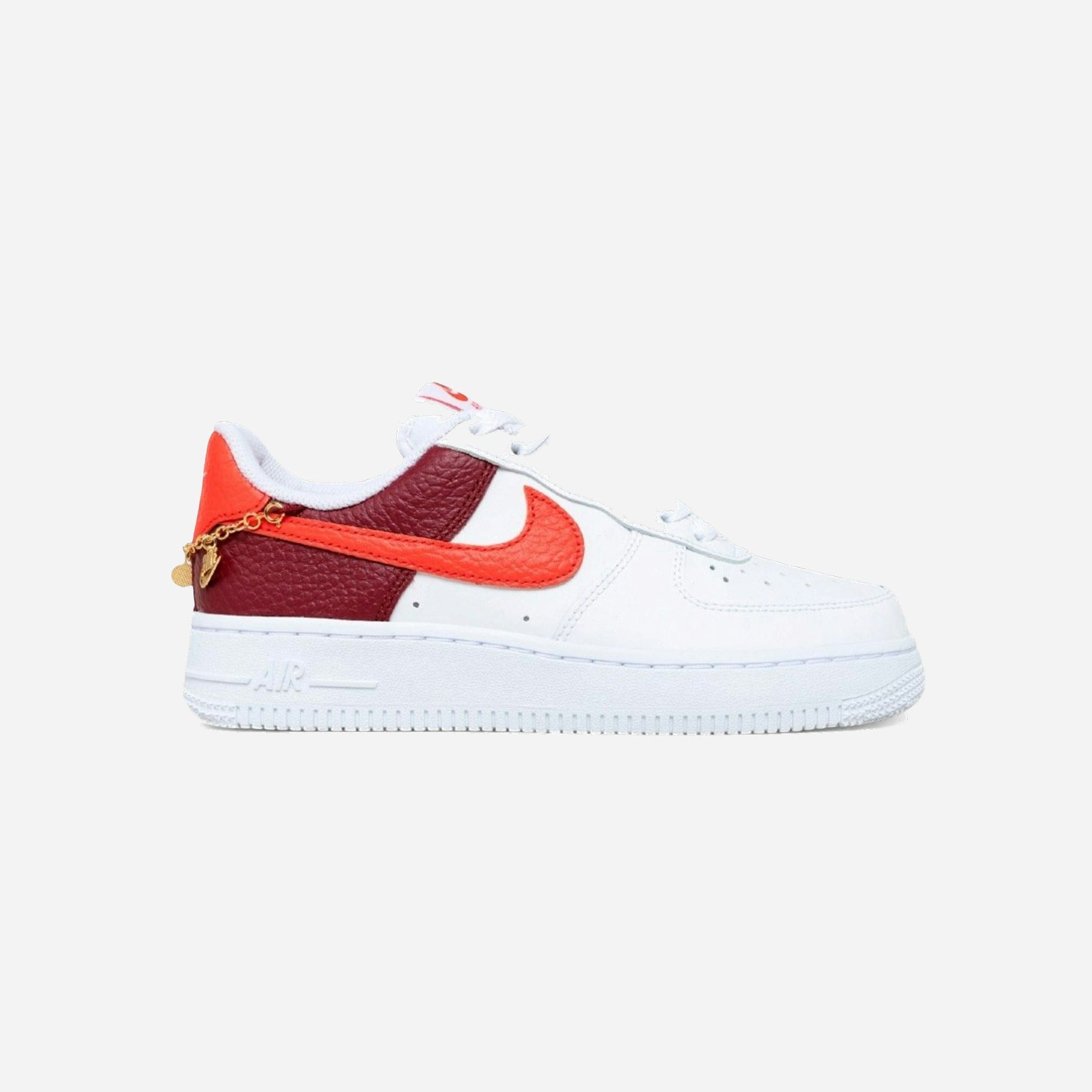 Nike Air Force 1 Low '07 White Light Crimson Gold Charm Bracelet WMNS