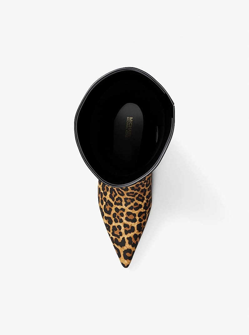 Nalia Leopard Print Calf Hair Kitten Heel Boot