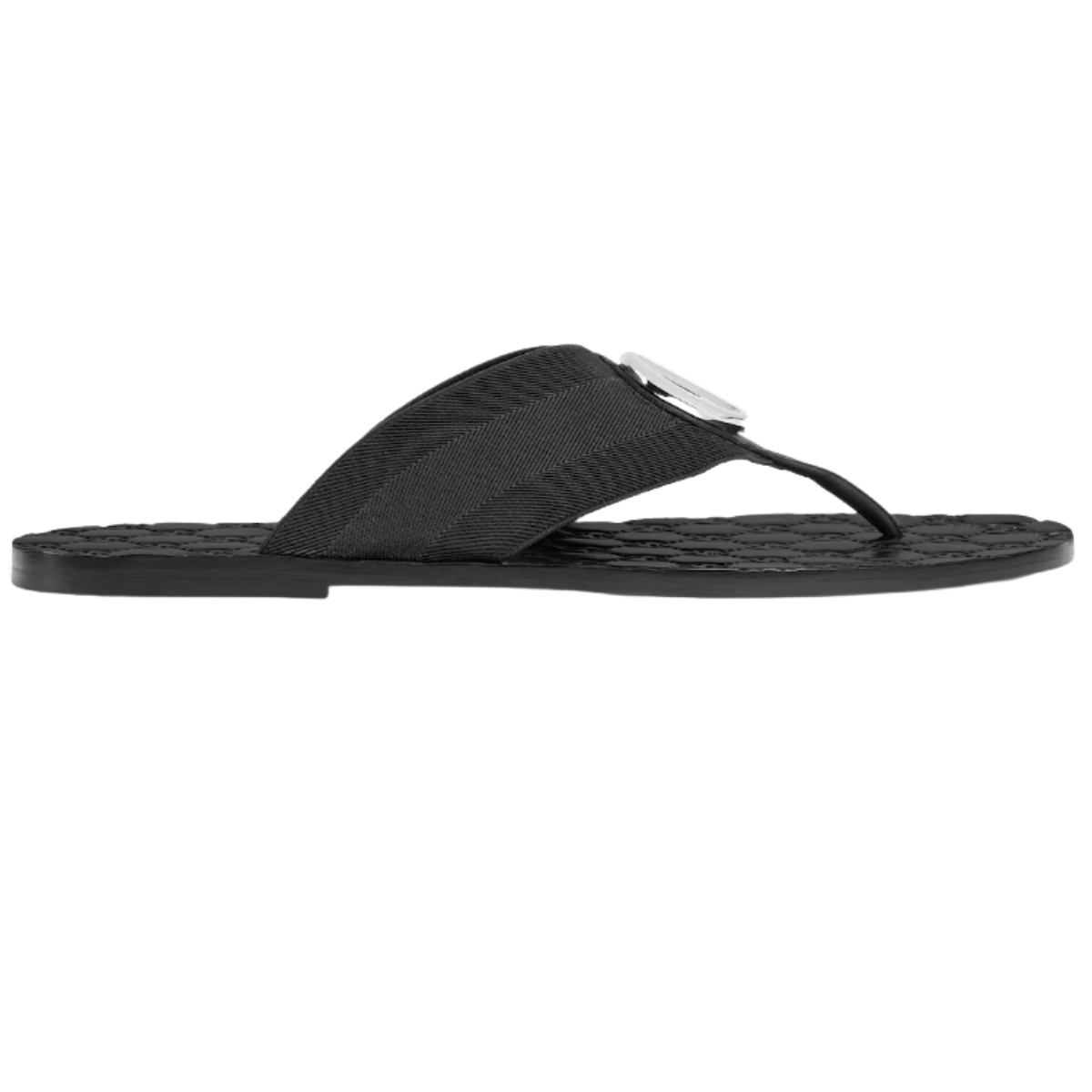 Gucci Men's Riviera thong sandal Black embossed GG leather