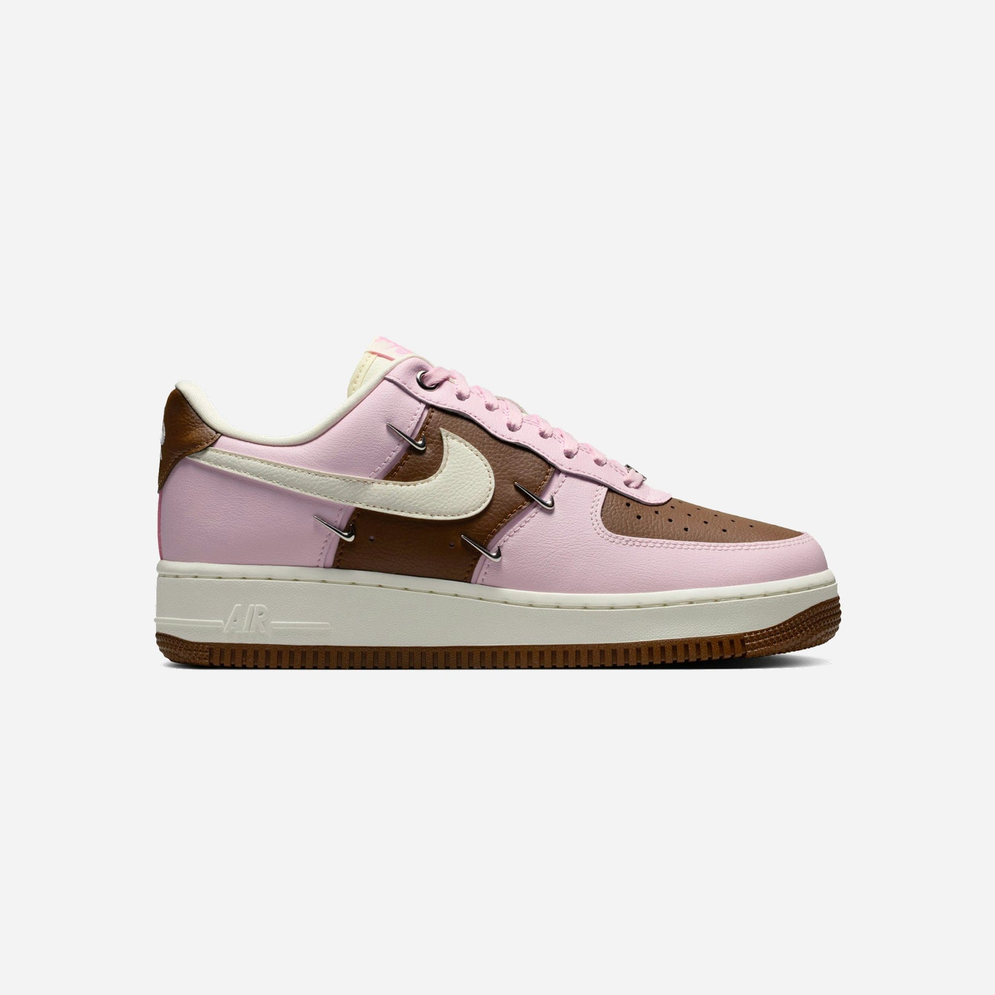 Nike Air Force 1 Low '07 Lx Cacao Wow Pink Foam Metallic Silver Mini Swoosh WMNS