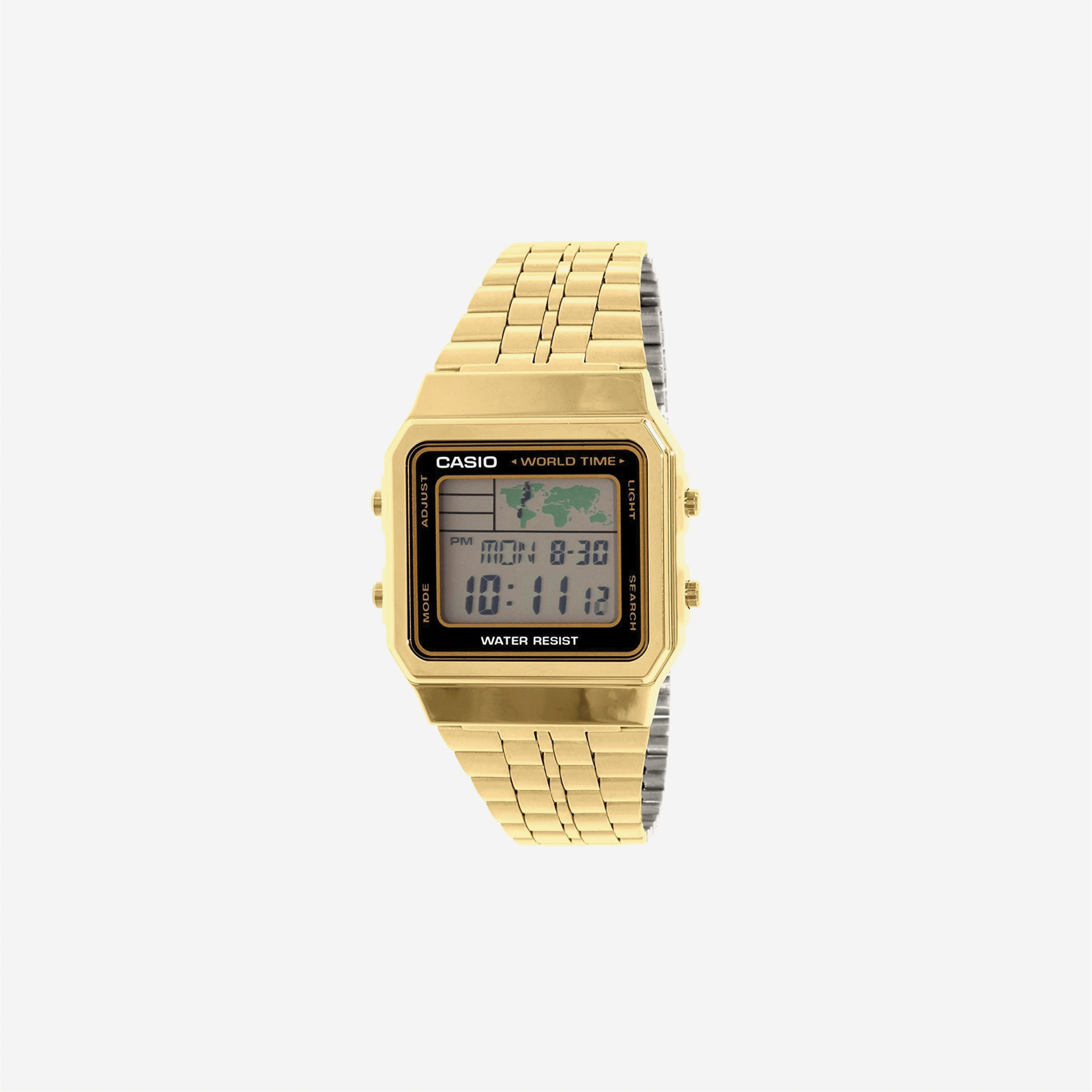 Casio A500WGA-1D Vintage Collection Gold Tone Alarm Chronograph World Time Digital Watch