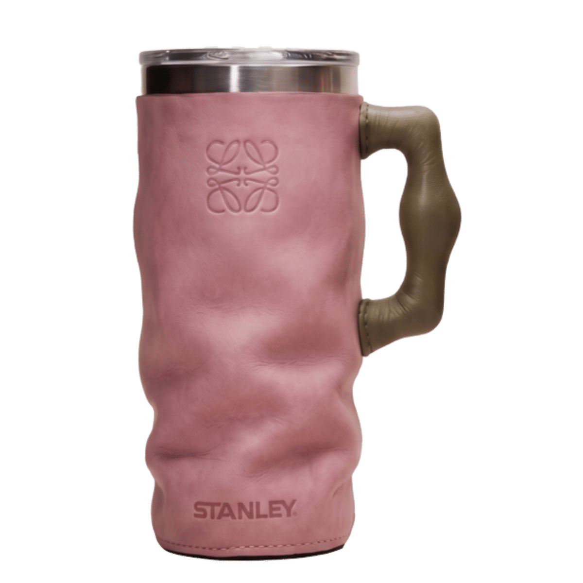 LOEWE x Stanley Luxury Embossed Faux Leather Tumbler Cover – Pink & Olive