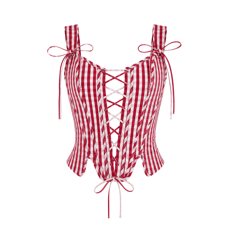 Elara Rosette Ghingham Corset Top