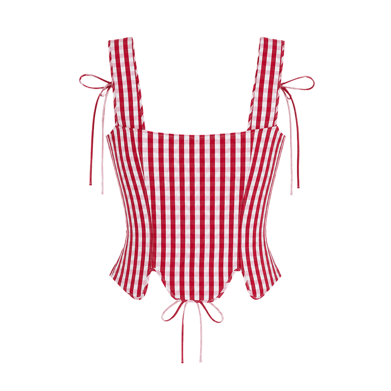 Elara Rosette Ghingham Corset Top