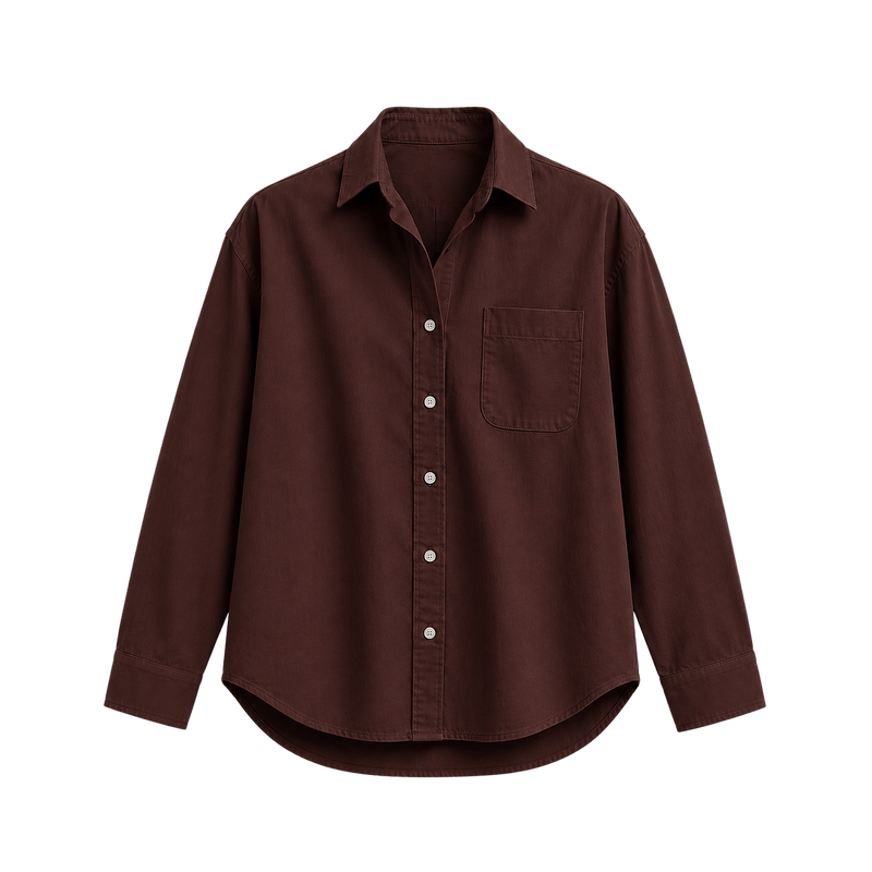 City Off Domes Relaxed Fit Oxford Shirt Dark Cocoa