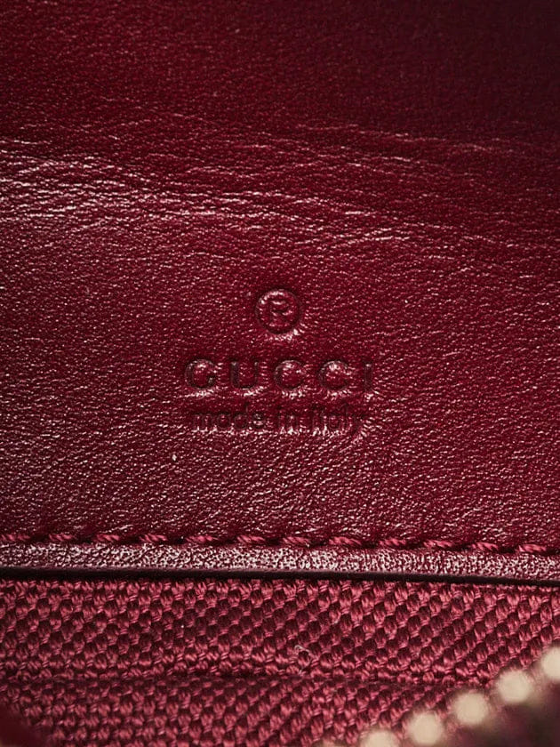 Gucci Bordeaux Embossed Leather Mini Emblem Chain Shoulder Bag
