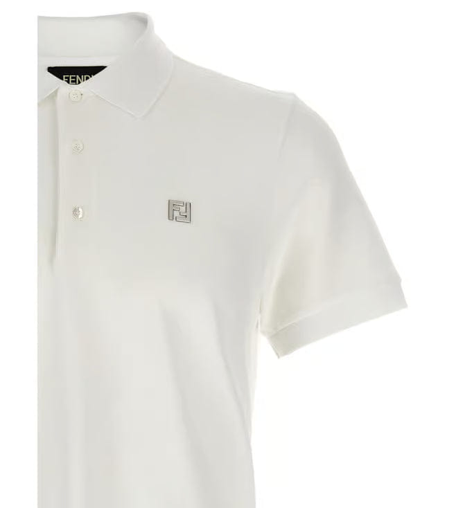 Fendi White Pique Polo Shirt