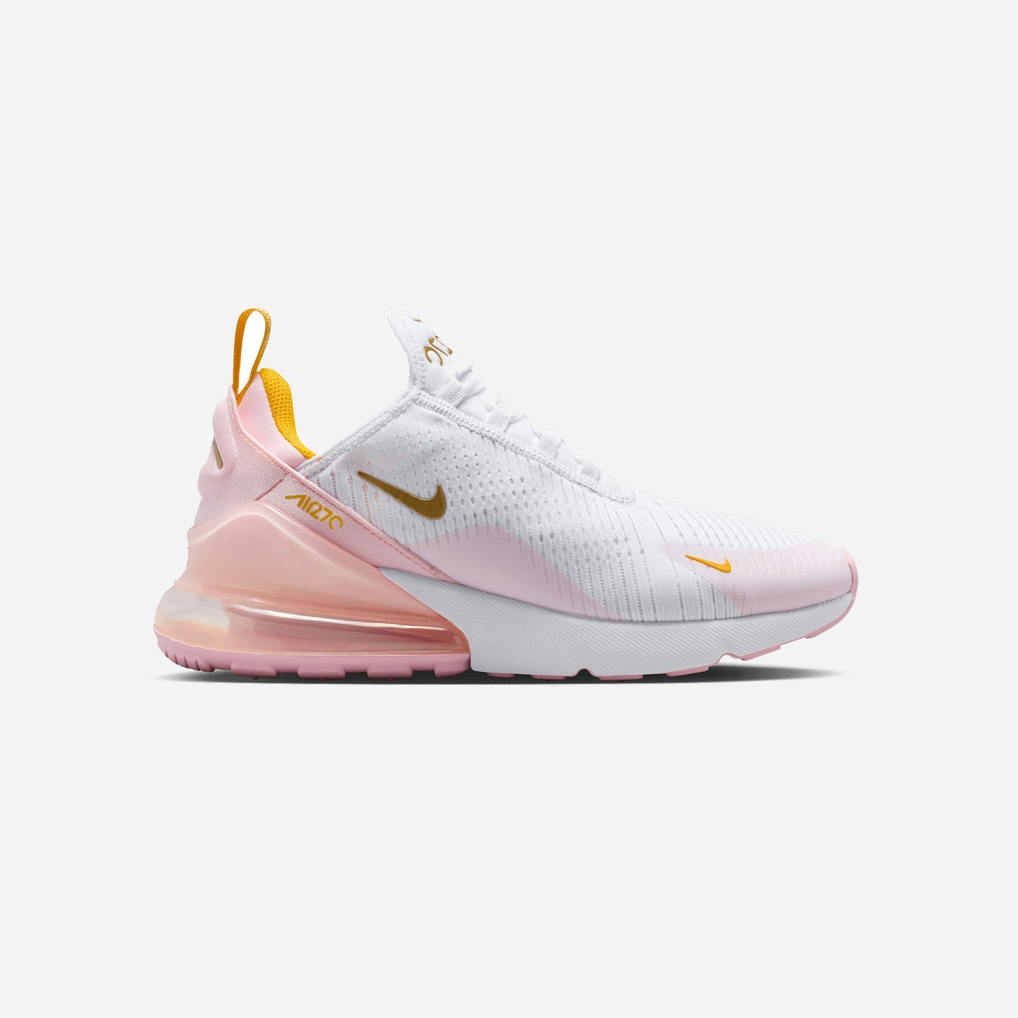 Nike Air Max 270 White University Gold Pink Foam WMNS