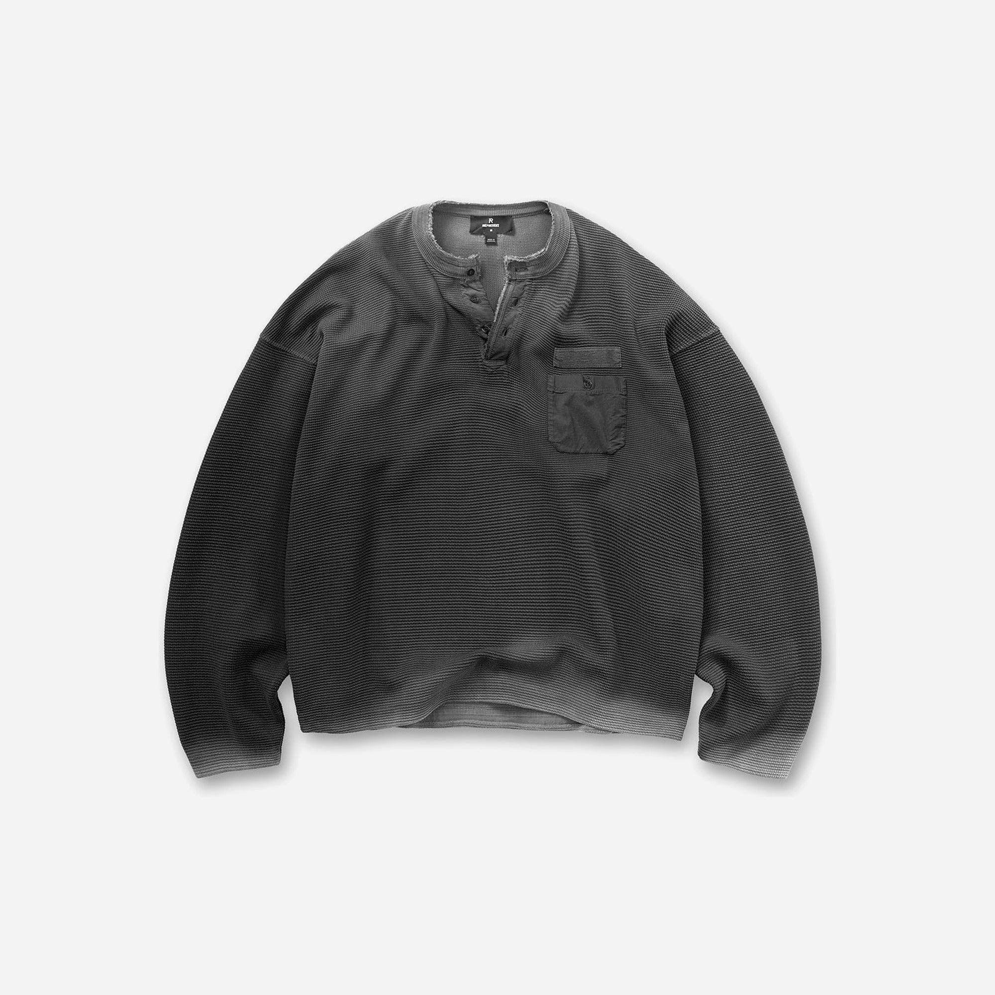 Represent Heavyweight Henley Sweater Vintage Black SS26