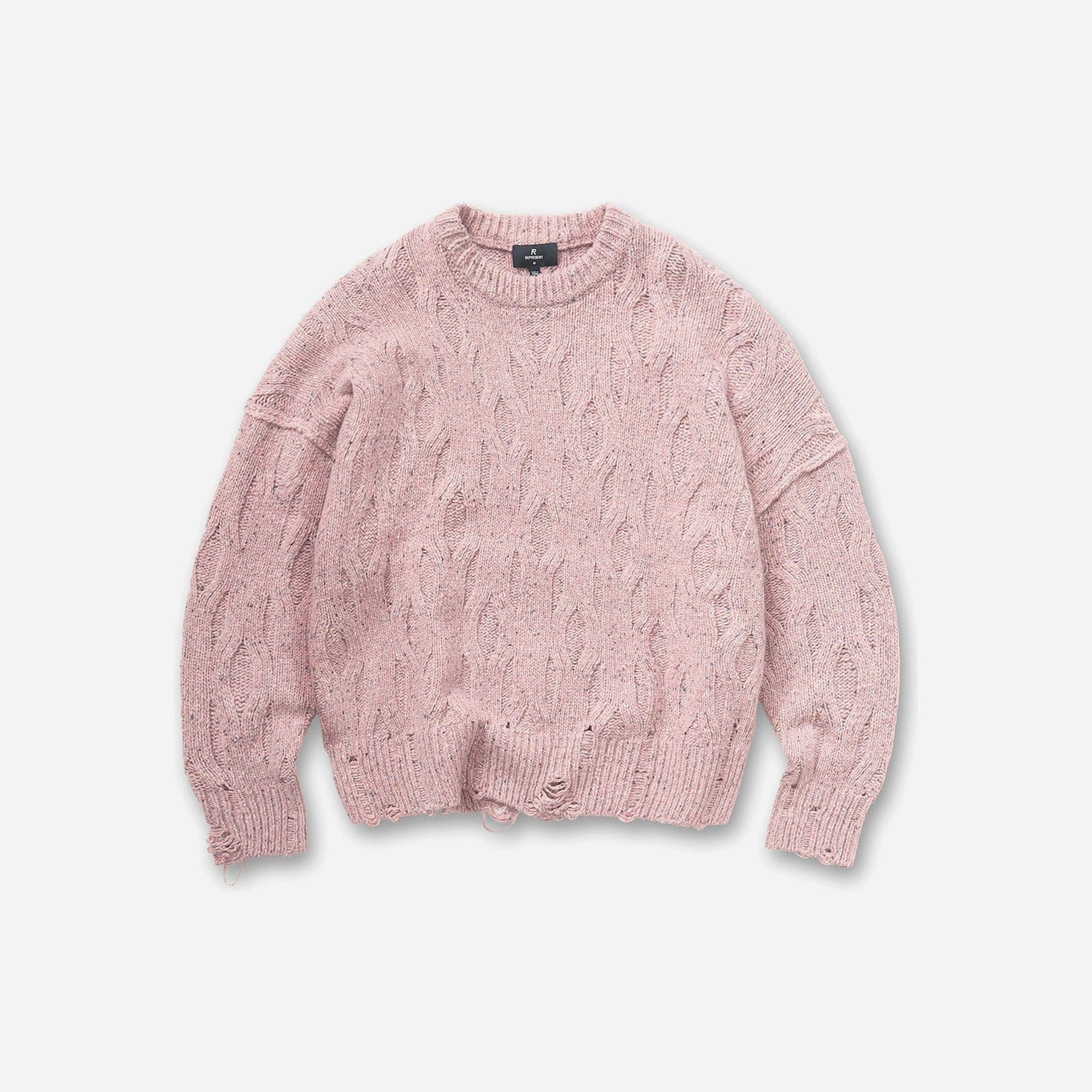 Represent Distress Knit Sweater Washed Pink SS26