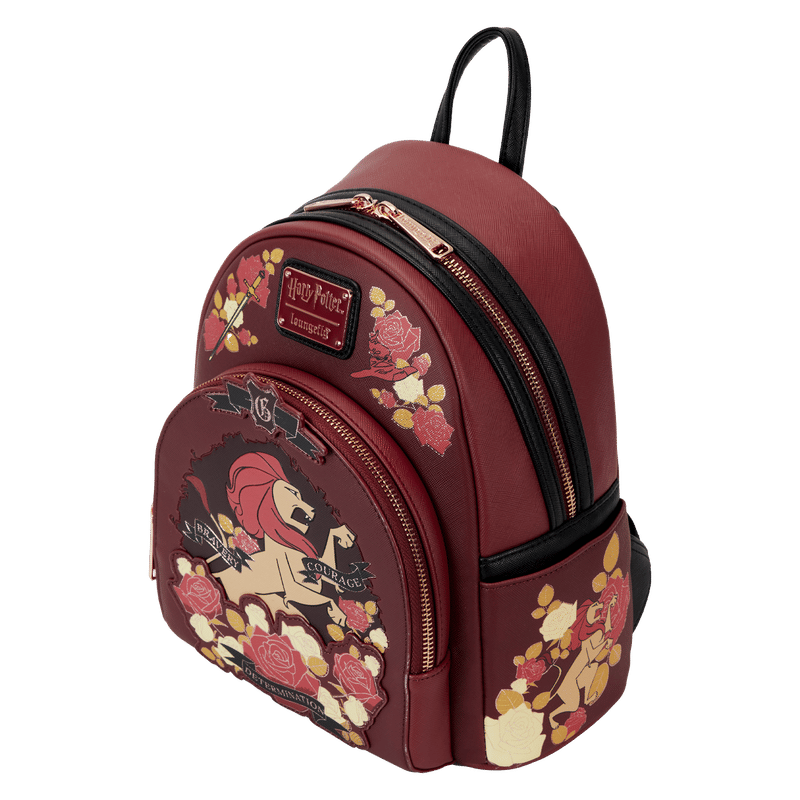 Harry Potter Gryffindor House Floral Tattoo Mini Backpack