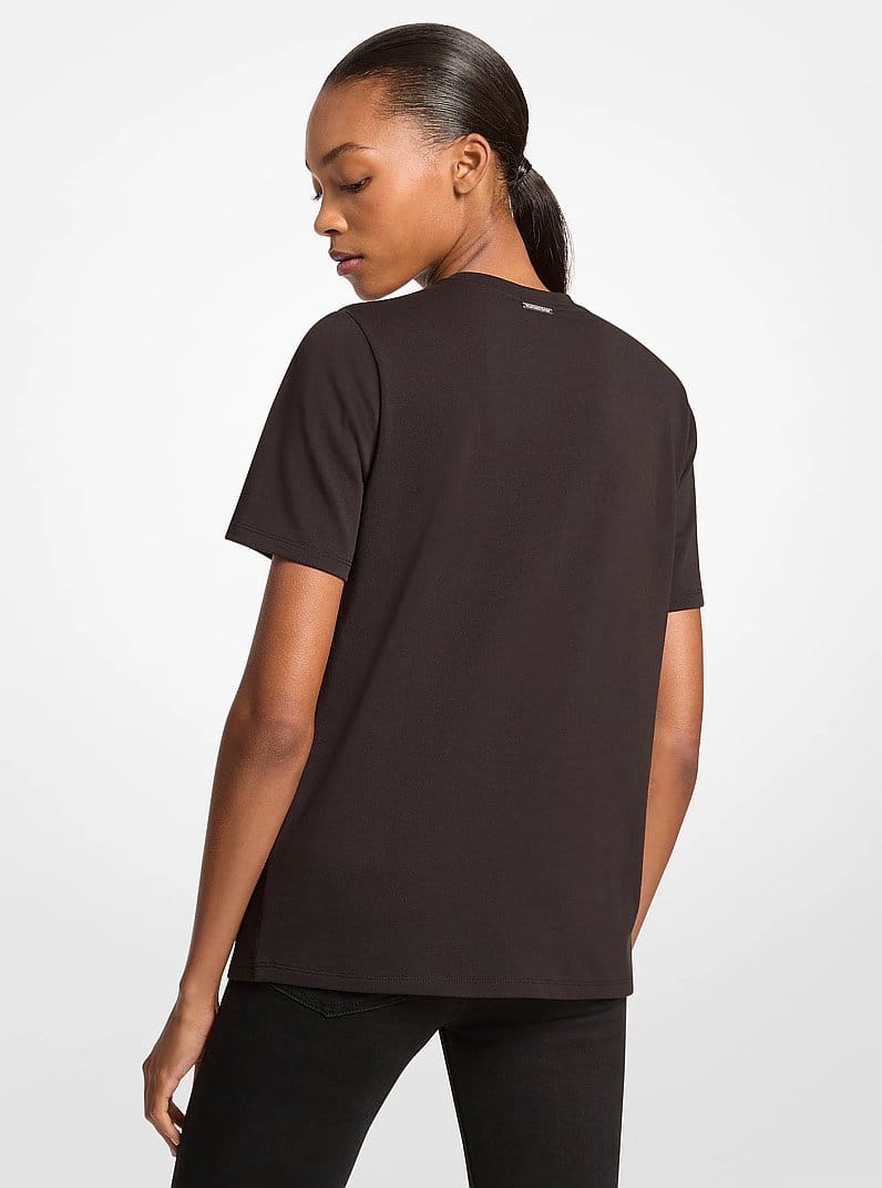Embellished Printed Cotton Jersey T-Shirt