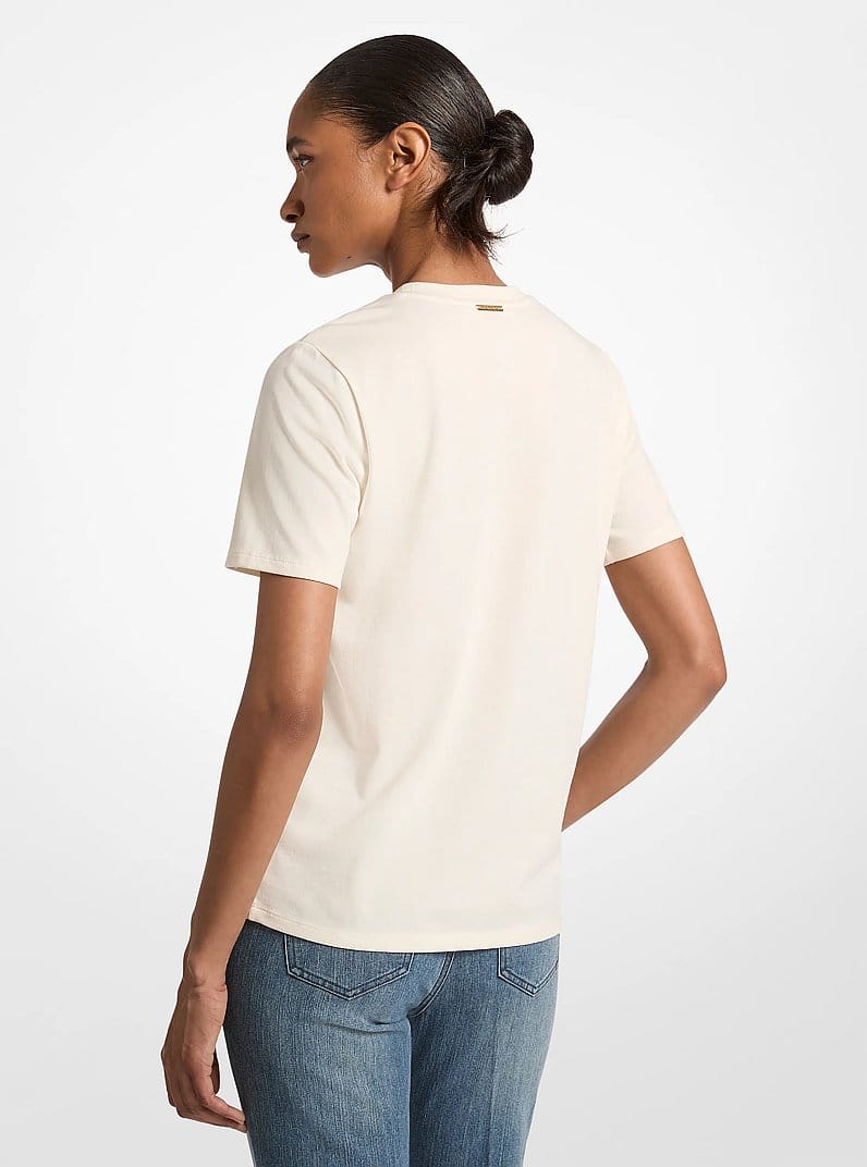 Embellished Printed Cotton Jersey T-Shirt