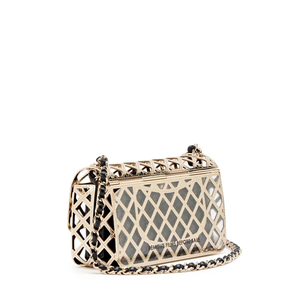Gold Quilted Metal Mini Cage Classic Flap Bag with Pouch Gold Hardware, 2021