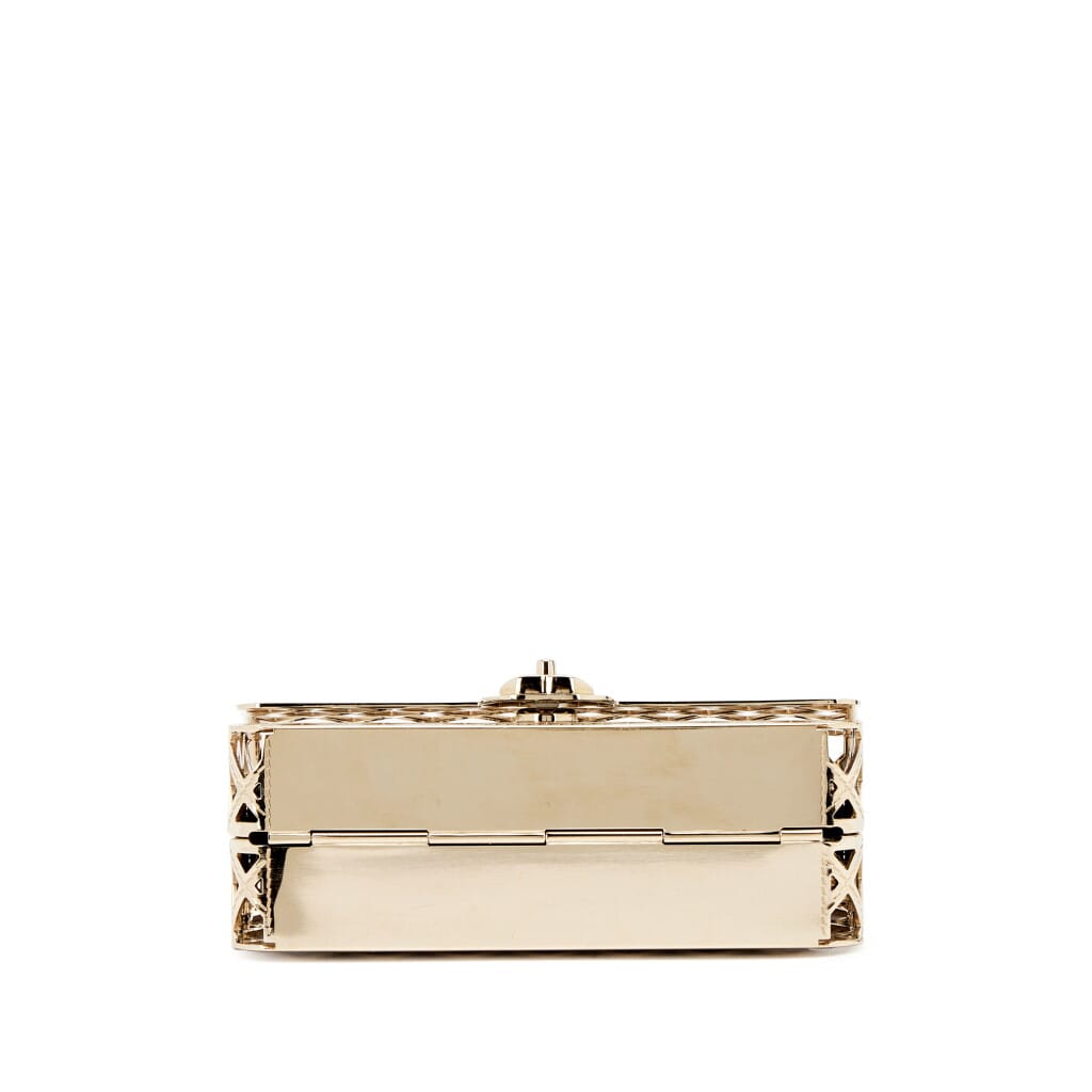 Gold Quilted Metal Mini Cage Classic Flap Bag with Pouch Gold Hardware, 2021