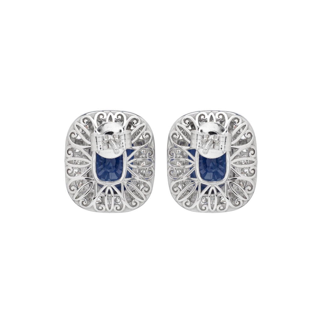 White Gold, 8.39ct Ceylon Sapphire and Diamond Stud Earrings