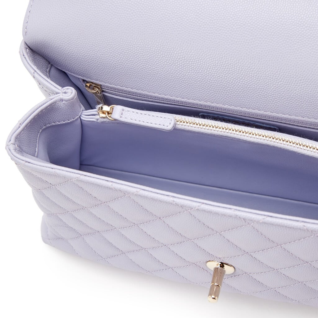 Light Purple Lilac Quilted Caviar Medium Coco Top Handle Flap Bag Light Gold Hardware, 2021