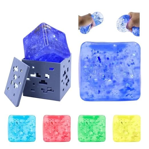 Minecraft Jelly Cube Fidget Toy - Officially Licensed Sensory Stress Relief with Super Solid Squishy - Collectible Squishy Cubes for Kids and Adults - 5 Colors - 2.25 Inches