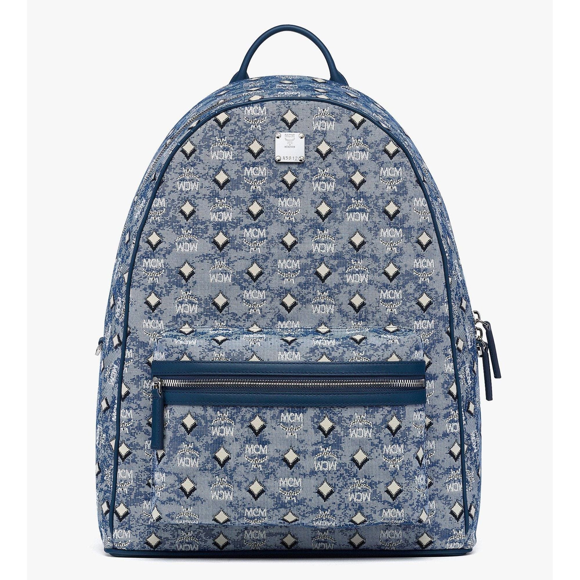 MCM Medium Stark Backpack in Denim Visetos