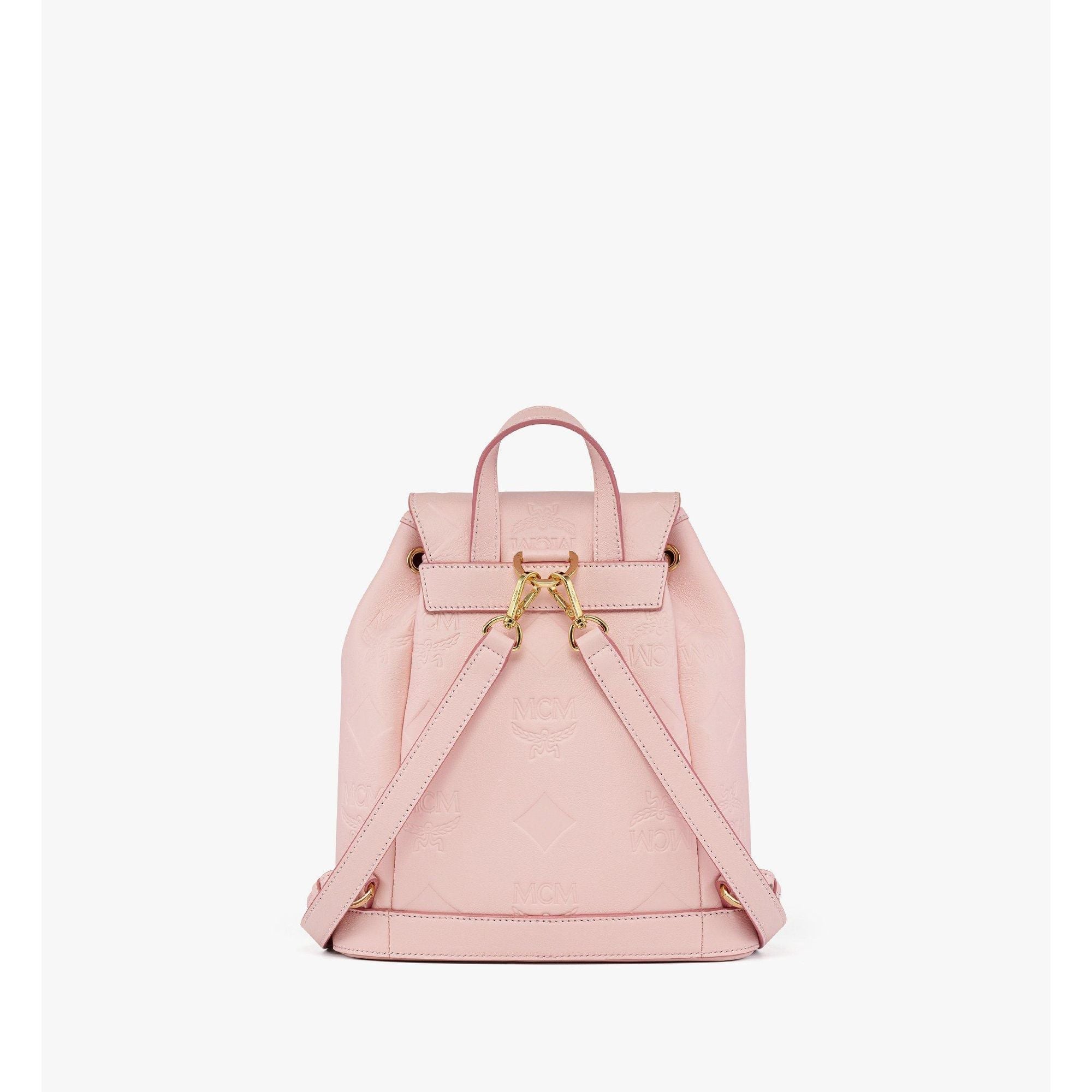 MCM Small Aren Drawstring Backpack in Maxi Monogram Leather