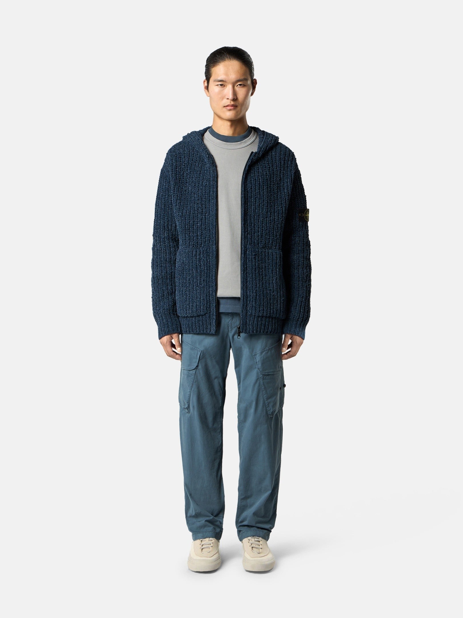 Stone Island Loose-Fit Hooded Zip-Up Jumper with Pockets 5100065