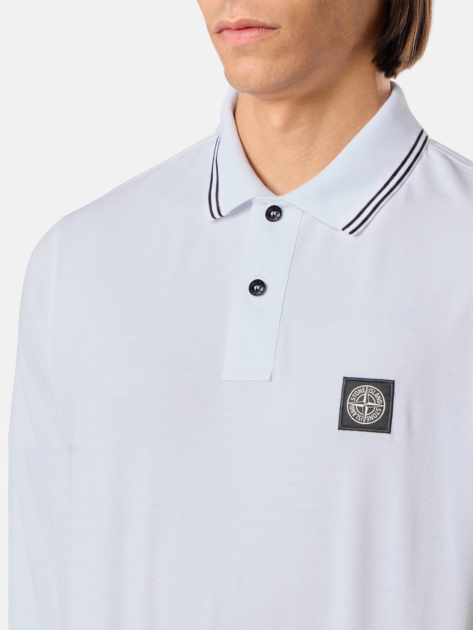 Stone Island Slim-Fit Long-Sleeve Polo with Compass Patch 2200012