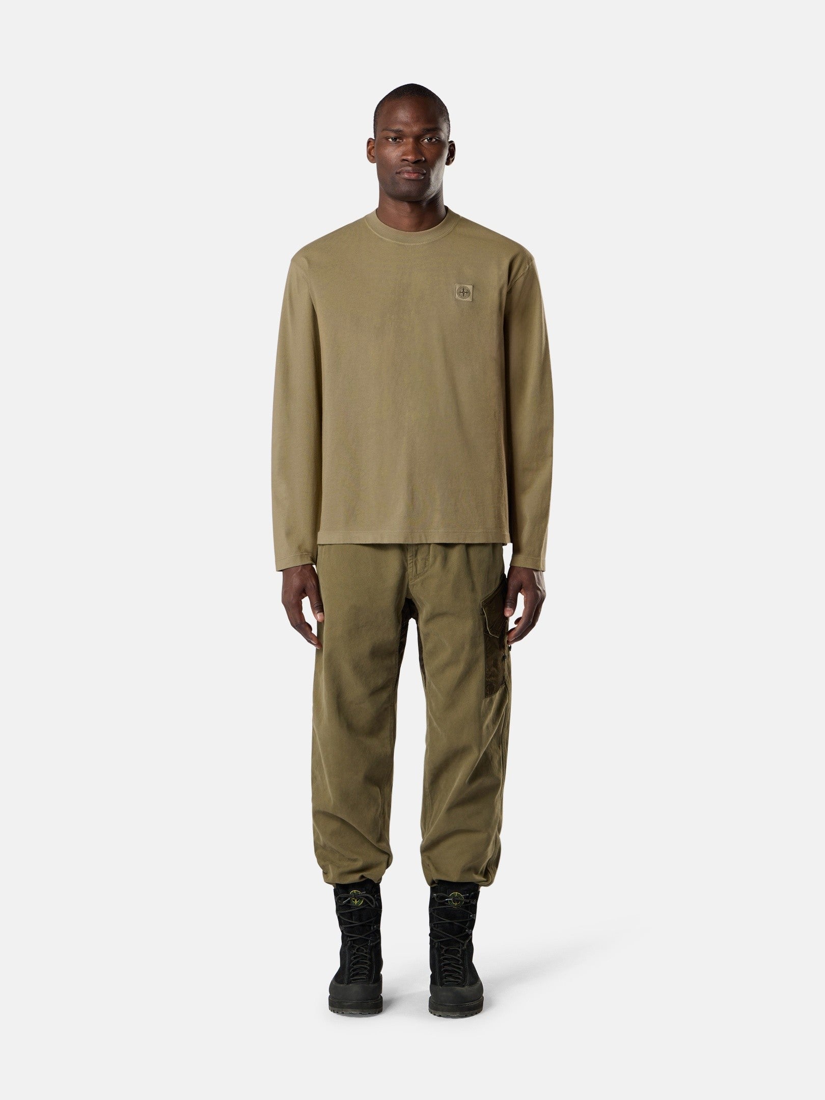 Stone Island Regular-Fit Long-Sleeve T-Shirt with Tonal Compass Logo Patch 2100007