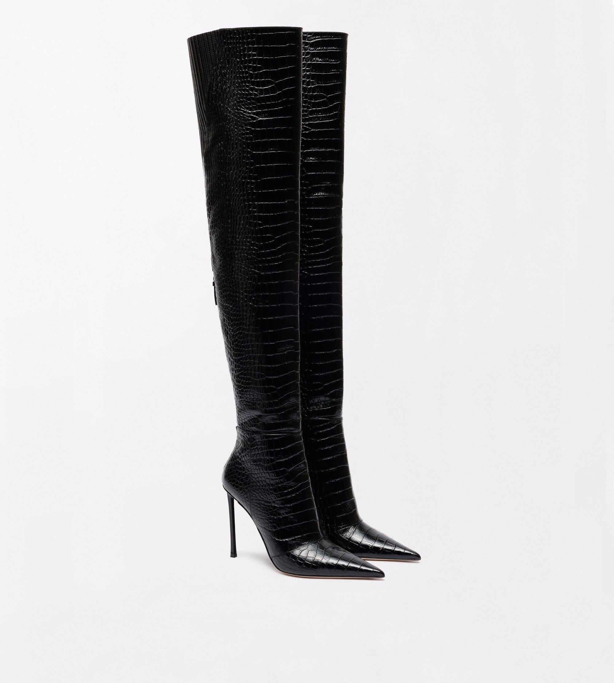 Tom Ford Shiny Stamped Crocodile Leather Vertigo Thigh High Boot
