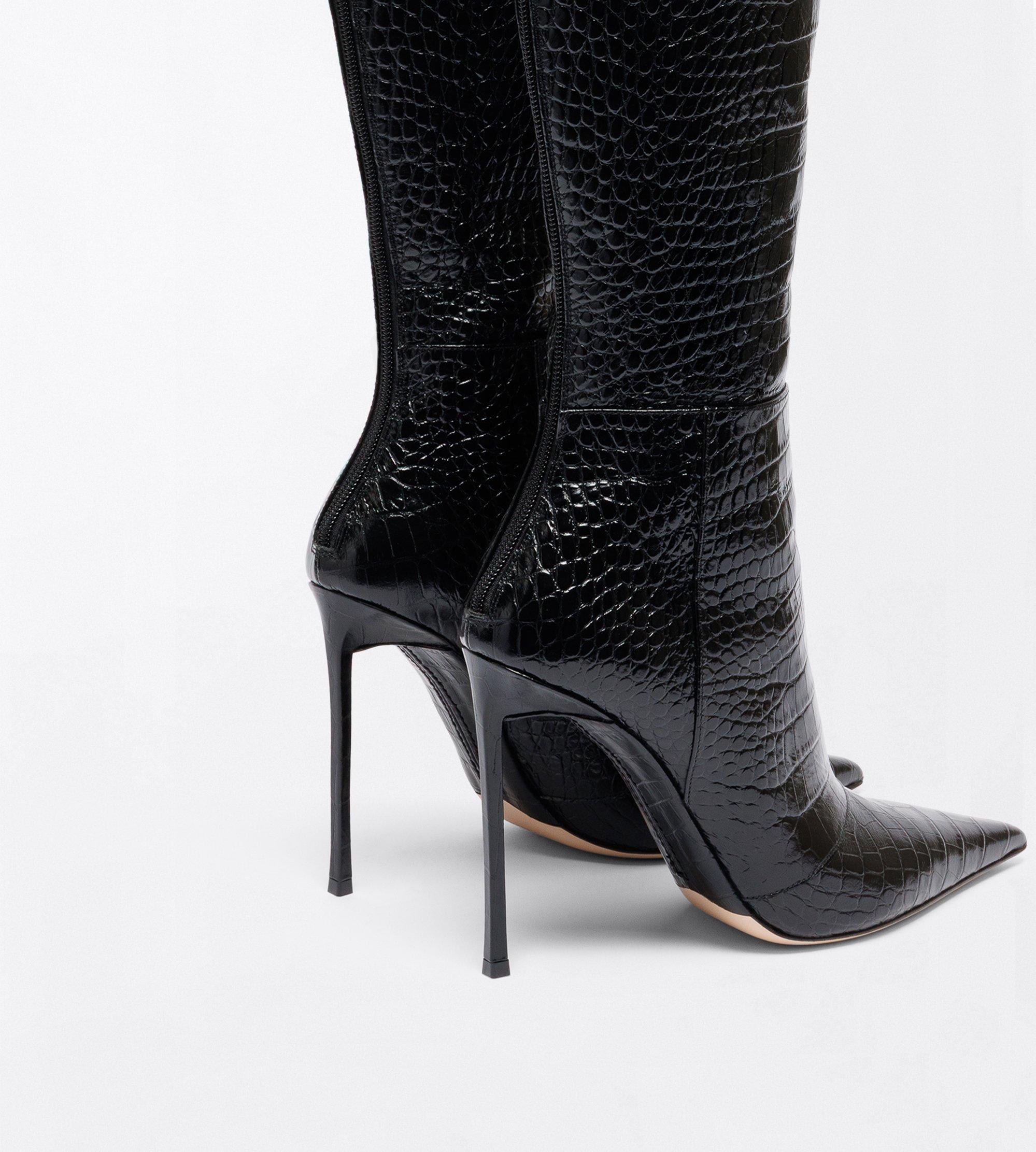 Tom Ford Shiny Stamped Crocodile Leather Vertigo Thigh High Boot