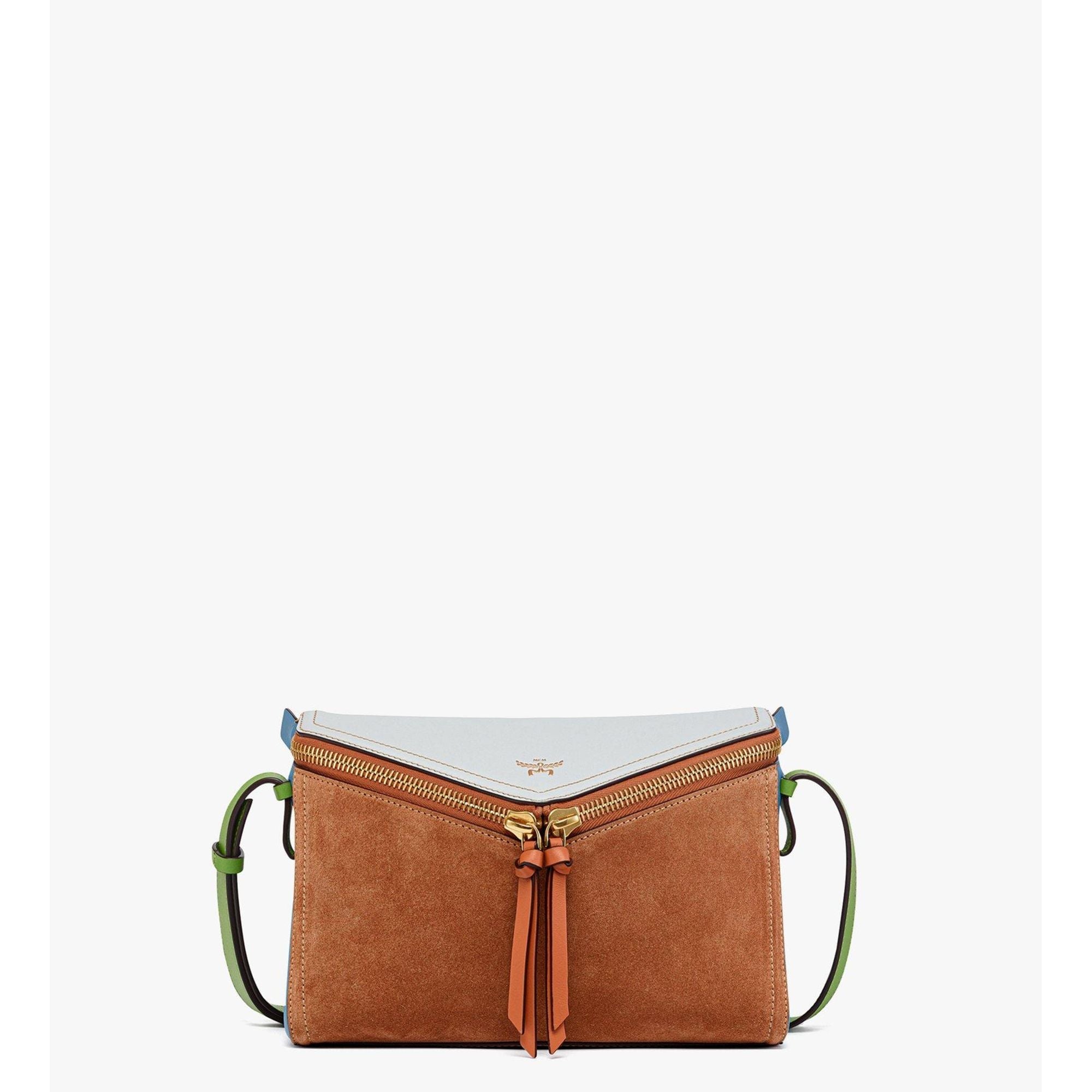 MCM Diamant 3d Shoulder Bag in Suede and Calf Leather