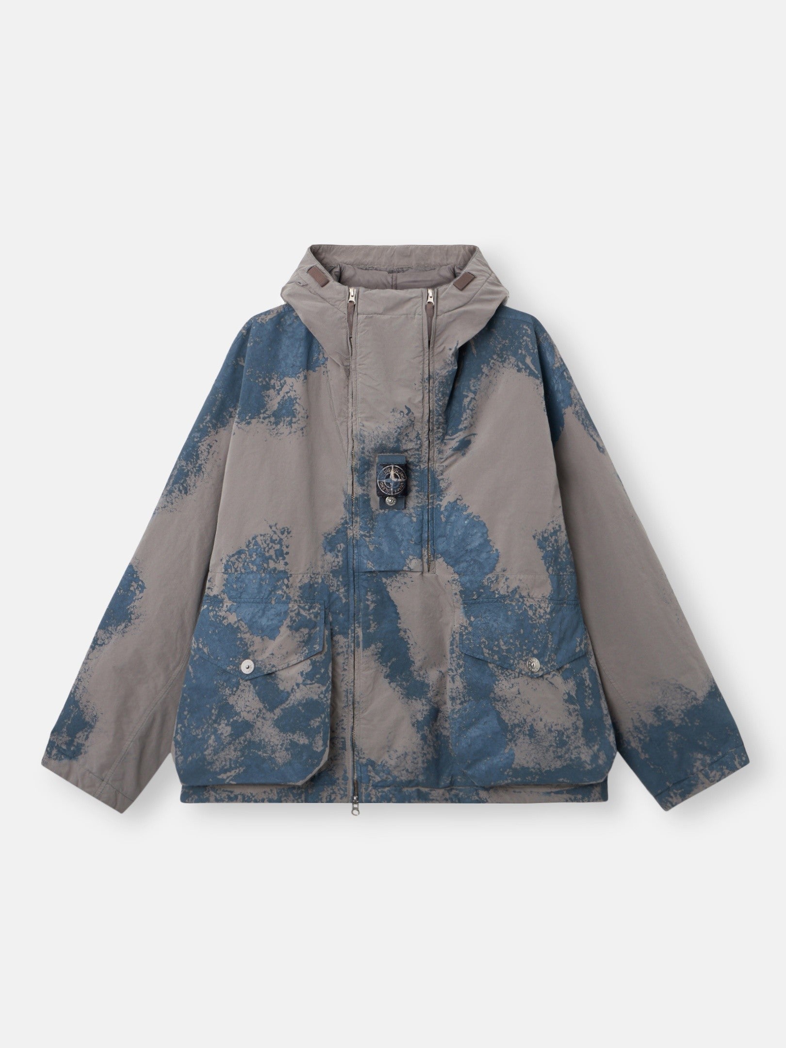 Stone Island Padded Short Parka with Hand-Painted Finish and Anti-Drop Q100031