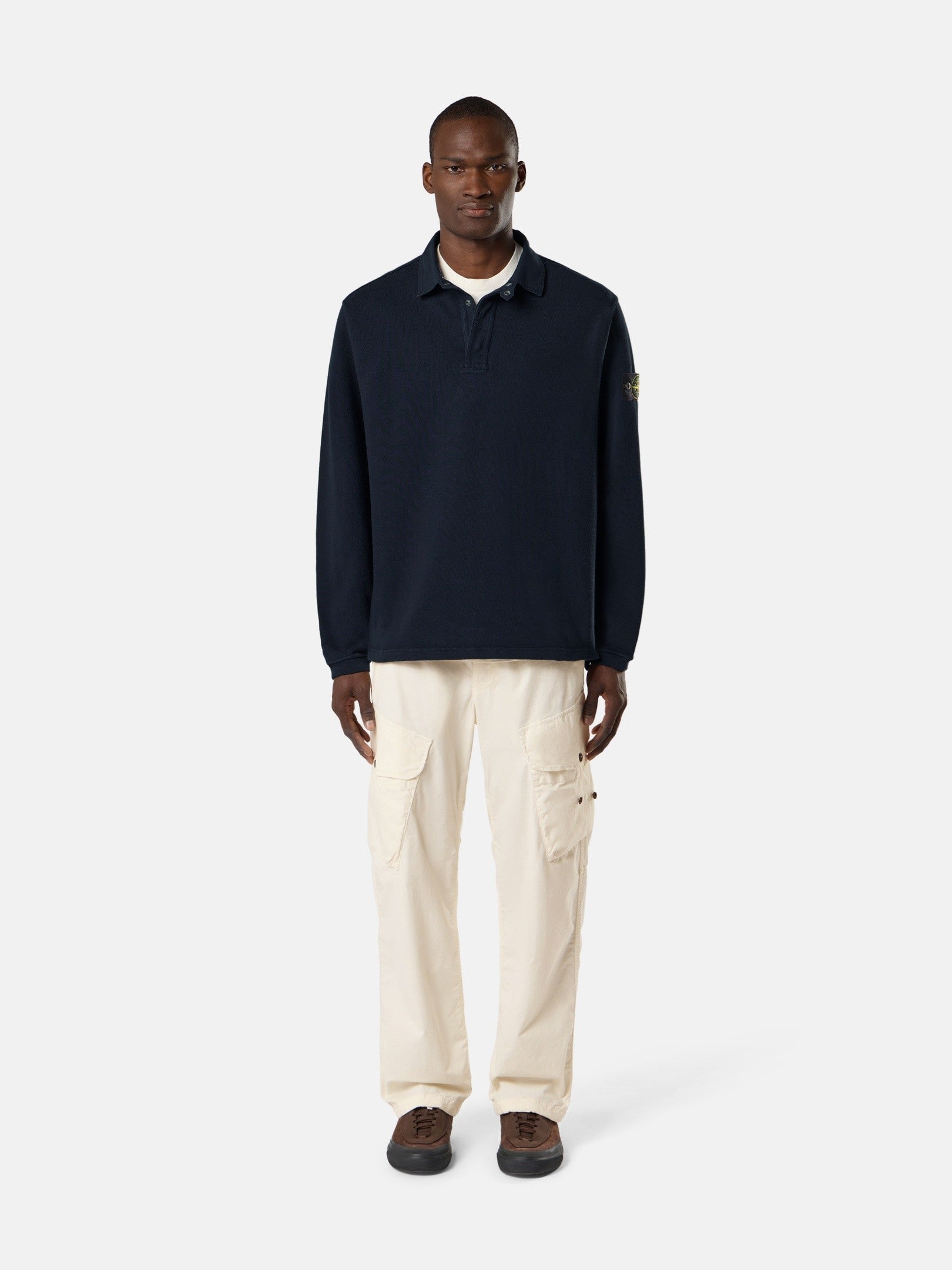 Stone Island Comfort-Fit Polo Collar Sweatshirt with Snap Placket 6100001