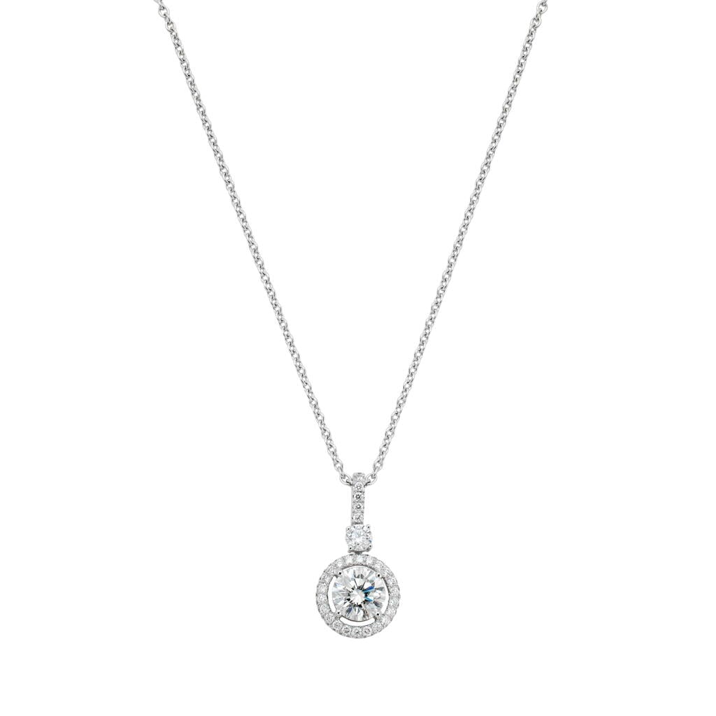 White Gold, 1.32ct Round Brilliant Cut Diamond and Diamond Constellation Pendant Necklace