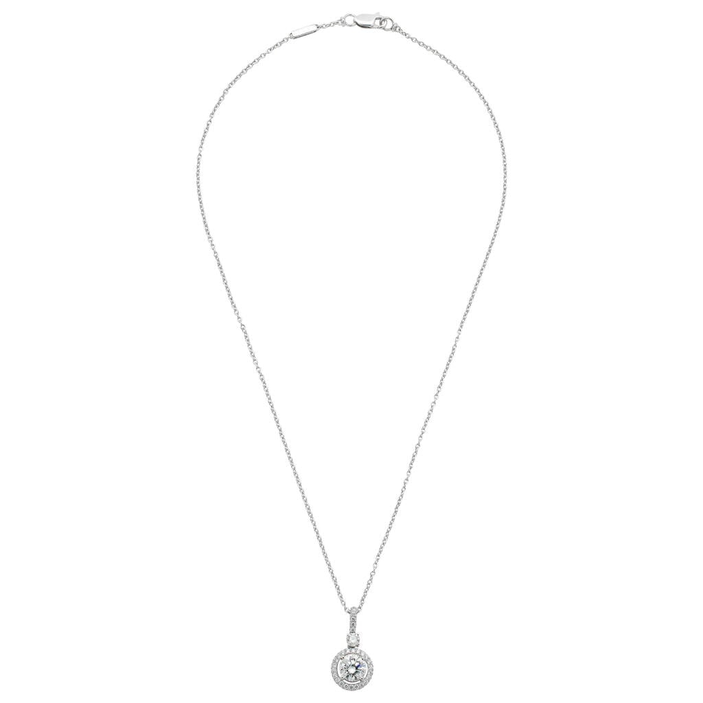 White Gold, 1.32ct Round Brilliant Cut Diamond and Diamond Constellation Pendant Necklace