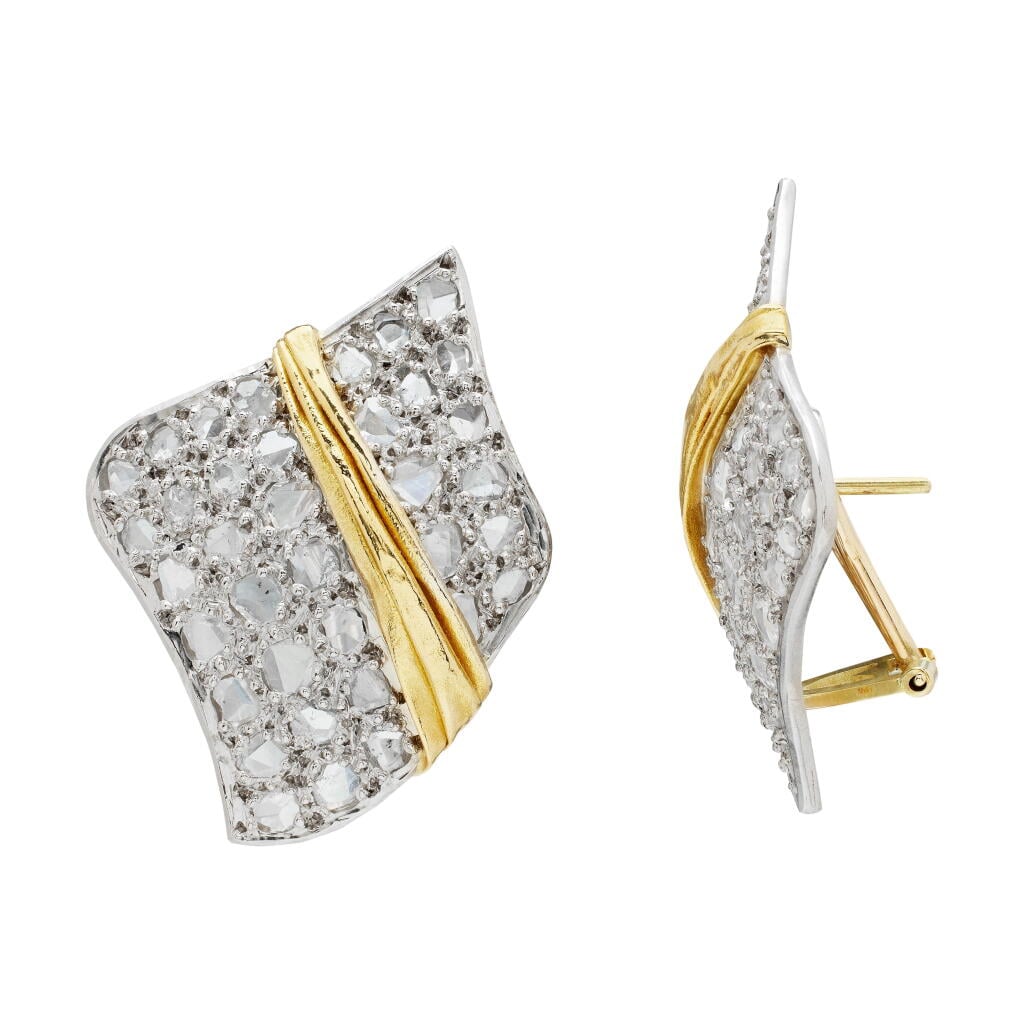 Gold, White Gold, and Diamond Earclips